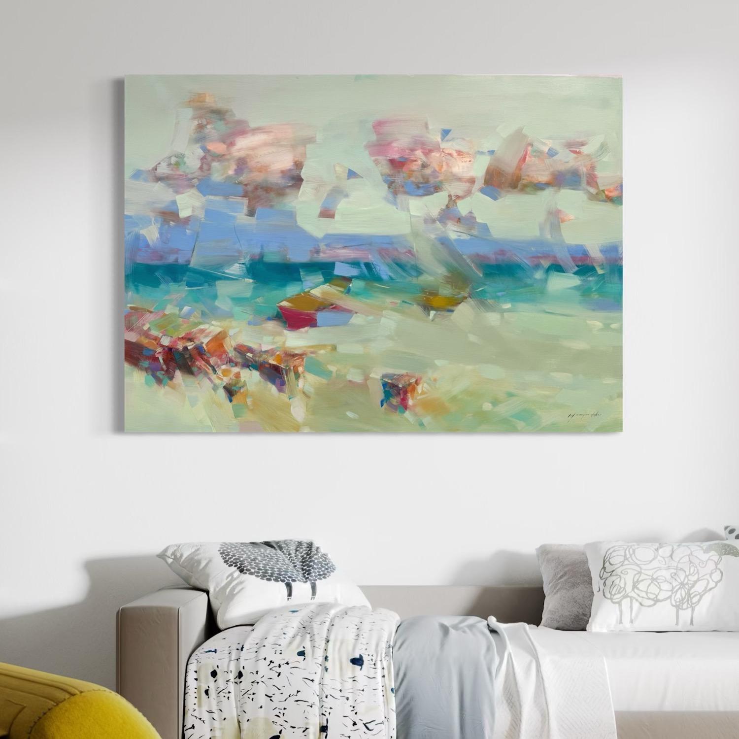 Artista: Vahe Yeremyan 
Obra: Pintura al óleo original, Obra de arte hecha a mano, Única en su género 
Técnica Óleo sobre lino
Año: 2025
Estilo: Arte contemporáneo, 
Título: Abstracción oceánica
Tamaño: 44,5