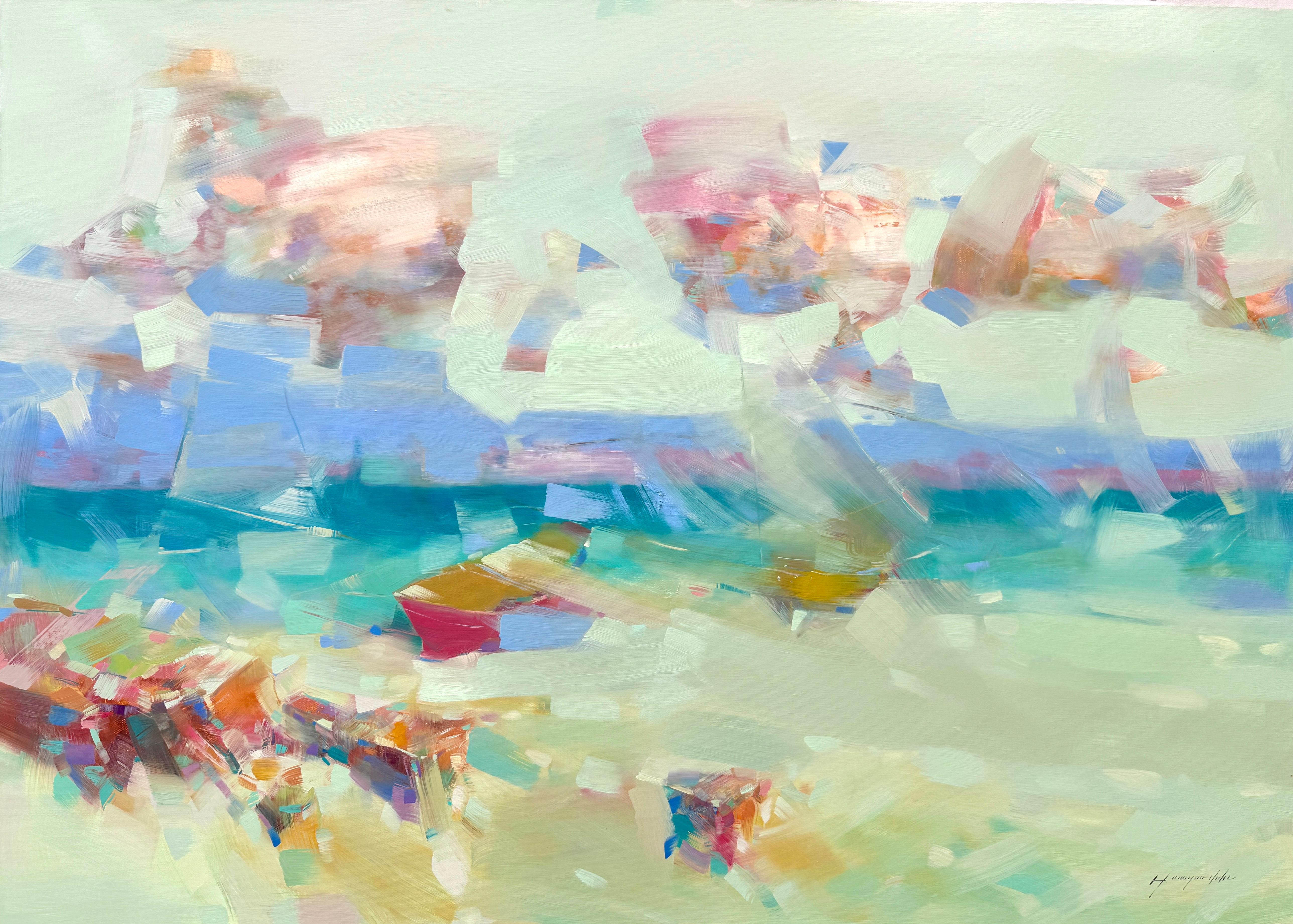 Abstracción oceánica Paisaje marino Impresionismo Pintura al óleo original Lista para colgar