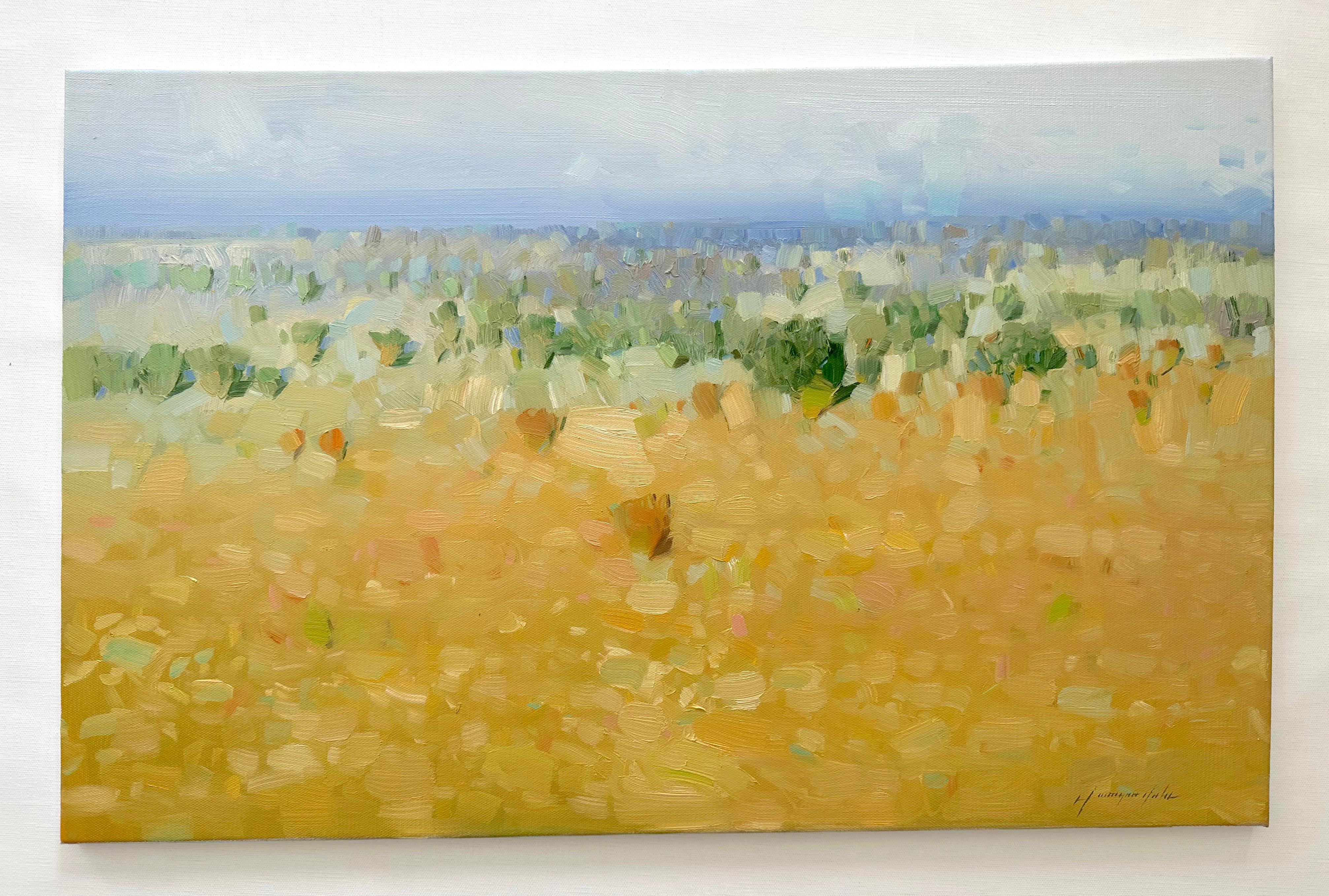 Artist: Vahe Yeremyan 
Work: Original Oil Painting, Handmade Artwork, One of a Kind 
Medium: Oil on Canvas 
Year: 2023,
Style: Impressionism, 
Subject: Ochre Hill
Size: 23