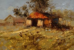 Old Farm, Impressionism Original oil Painting, Ready to Hang