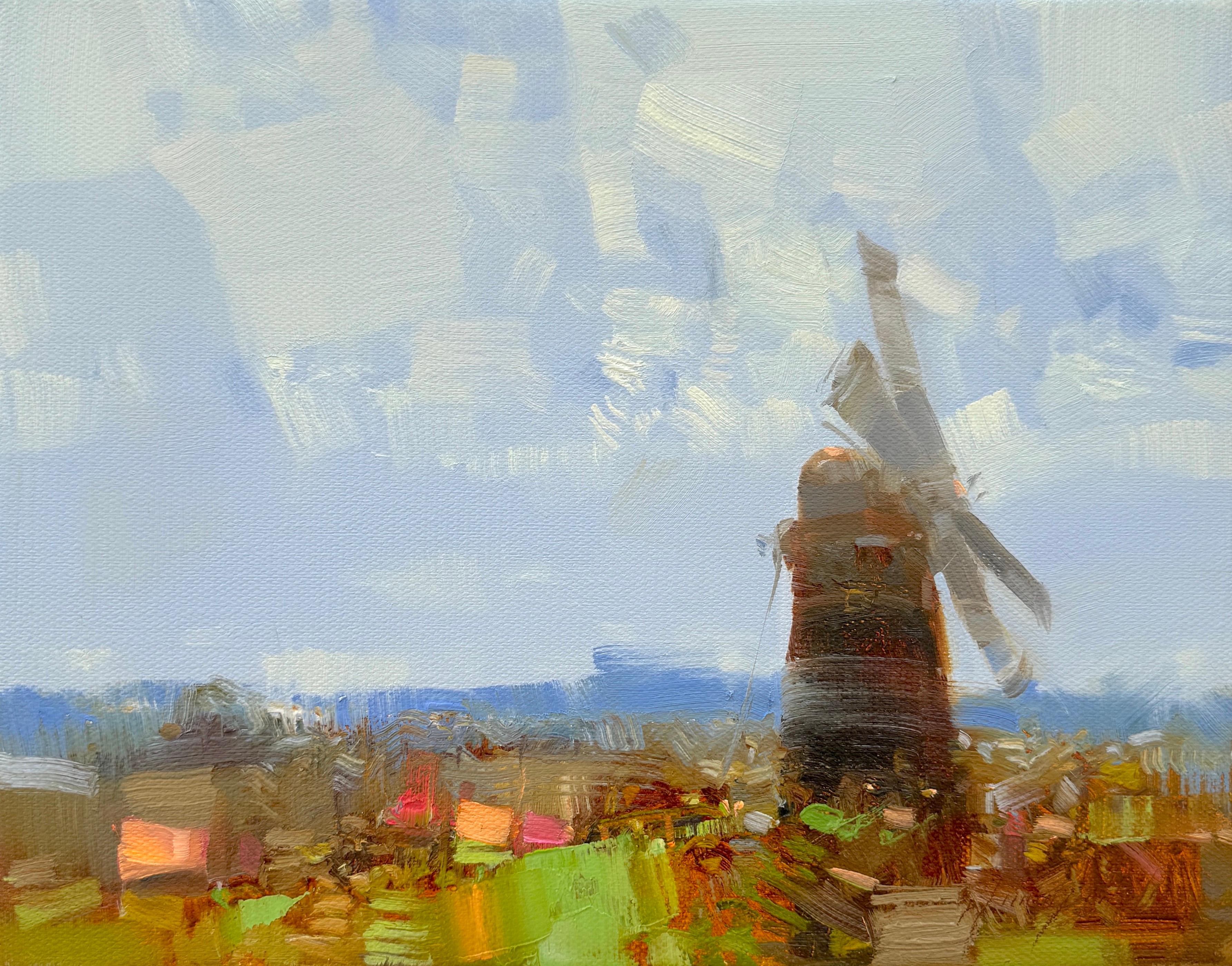 Vecchio mulino, Paesaggio impressionista, Pittura ad olio originale, pronta da appendere - Painting di Vahe Yeremyan