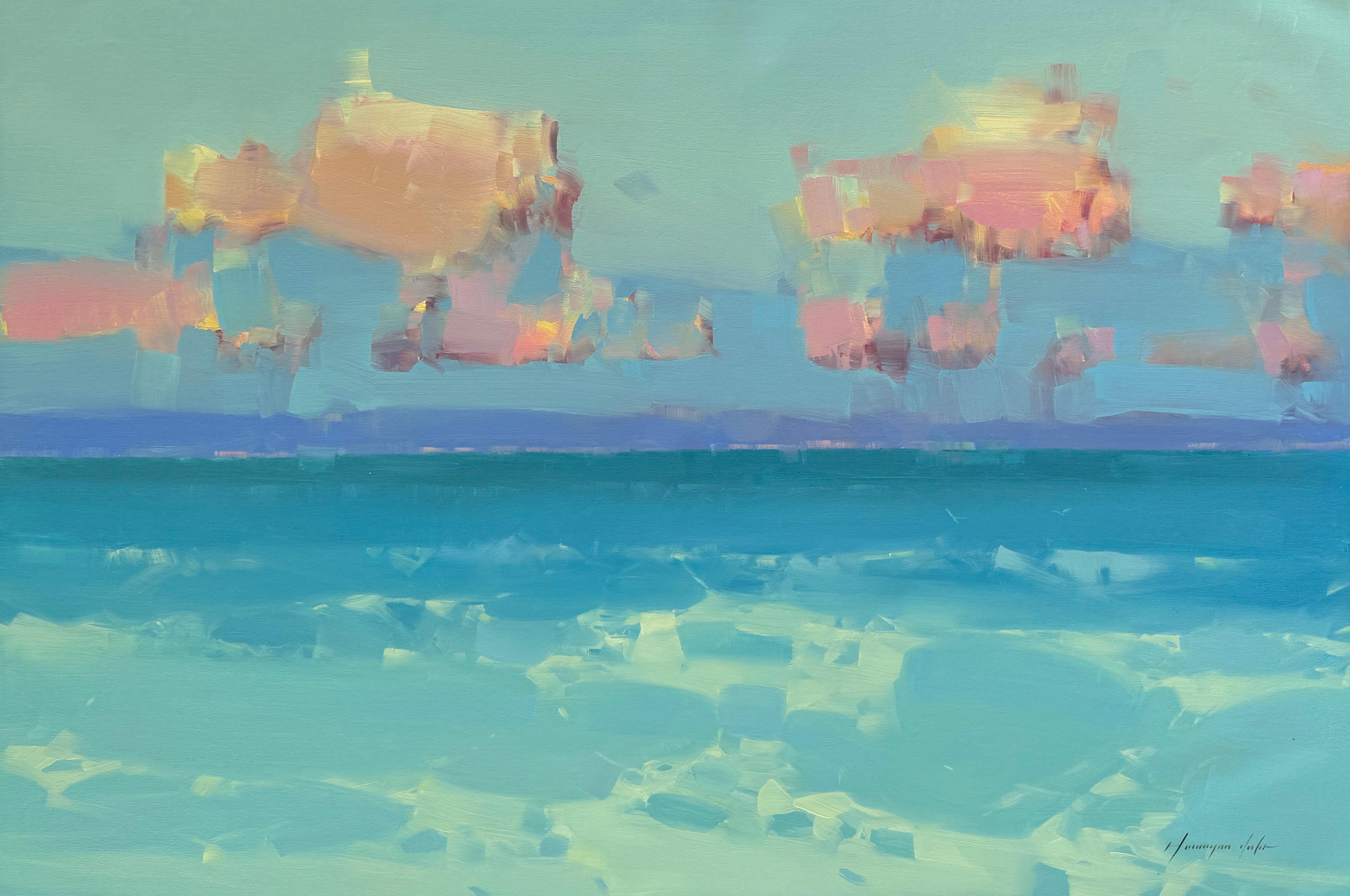 Landscape Painting di Vahe Yeremyan - Baia del Pacifico, Impressionismo Pittura ad olio originale, pronta da appendere