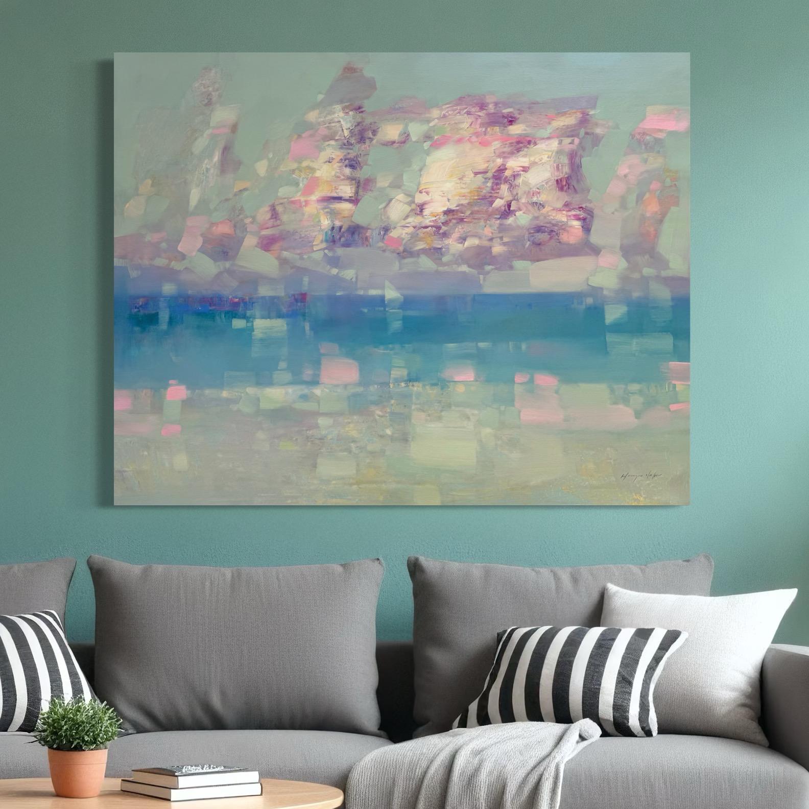 Paesaggio marino della costa del Pacifico Impressionismo Pittura ad olio originale, pronta da appendere in vendita 1