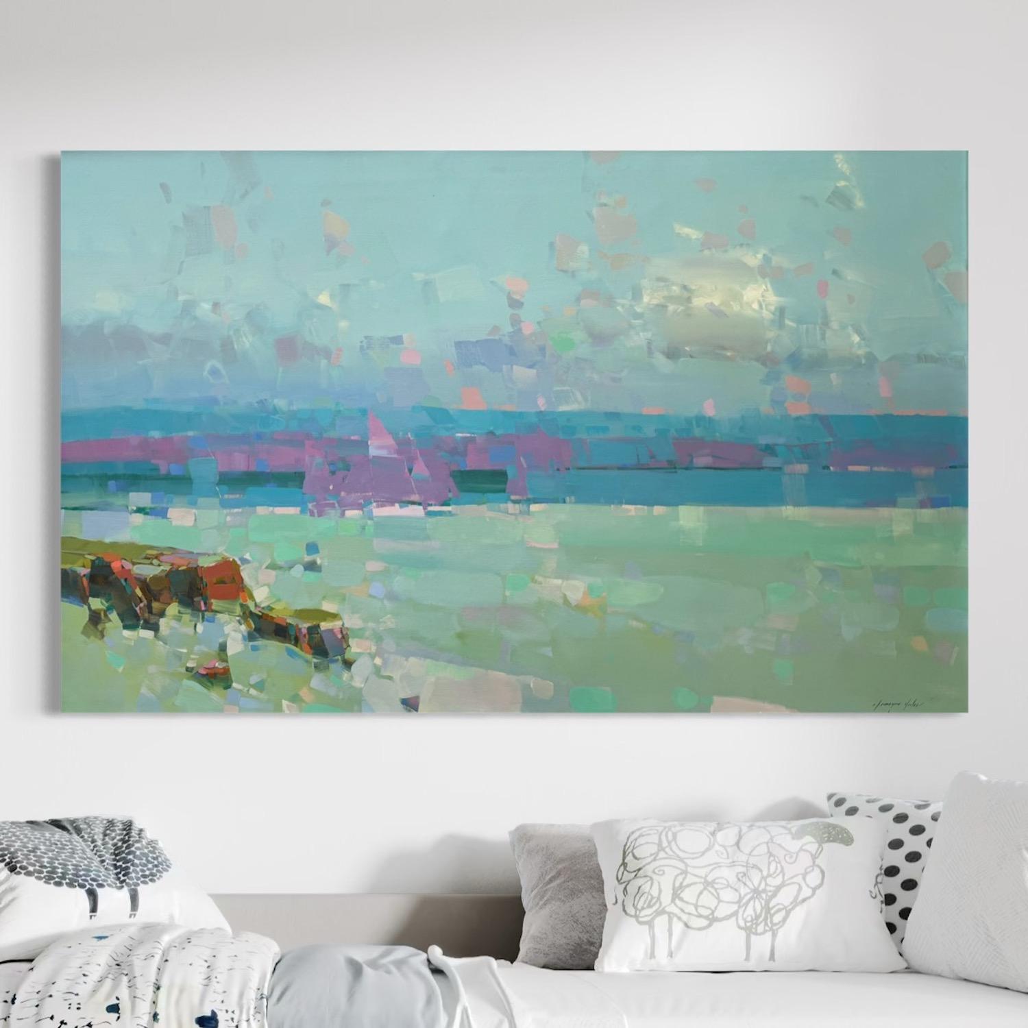 Pazifikküste Meereslandschaft Impressionismus Originalgemälde zum Aufhängen – Painting von Vahe Yeremyan