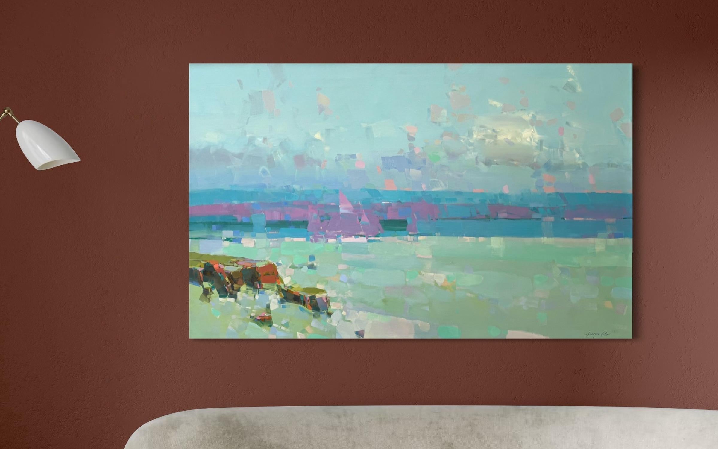 Pazifikküste Meereslandschaft Impressionismus Originalgemälde zum Aufhängen im Angebot 1