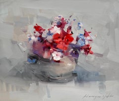 Pansies Flowers Still life, Impressionism Original Painting Ready to Hang