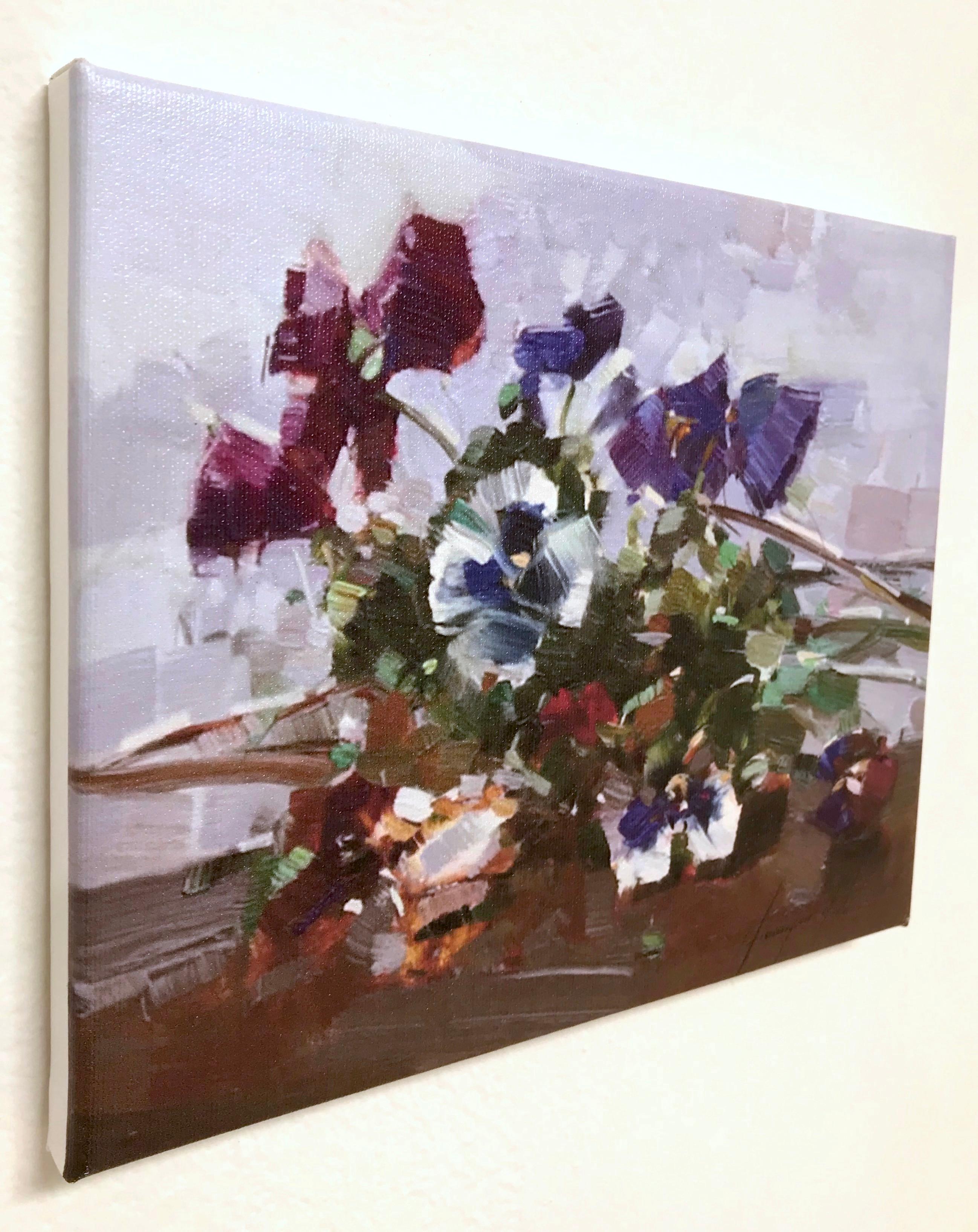 Pansies - Gray Landscape Painting by Vahe Yeremyan