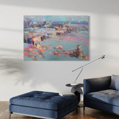 Abstrakte Landschaft, Perlen Canyon, Original Ölgemälde, hängefertig