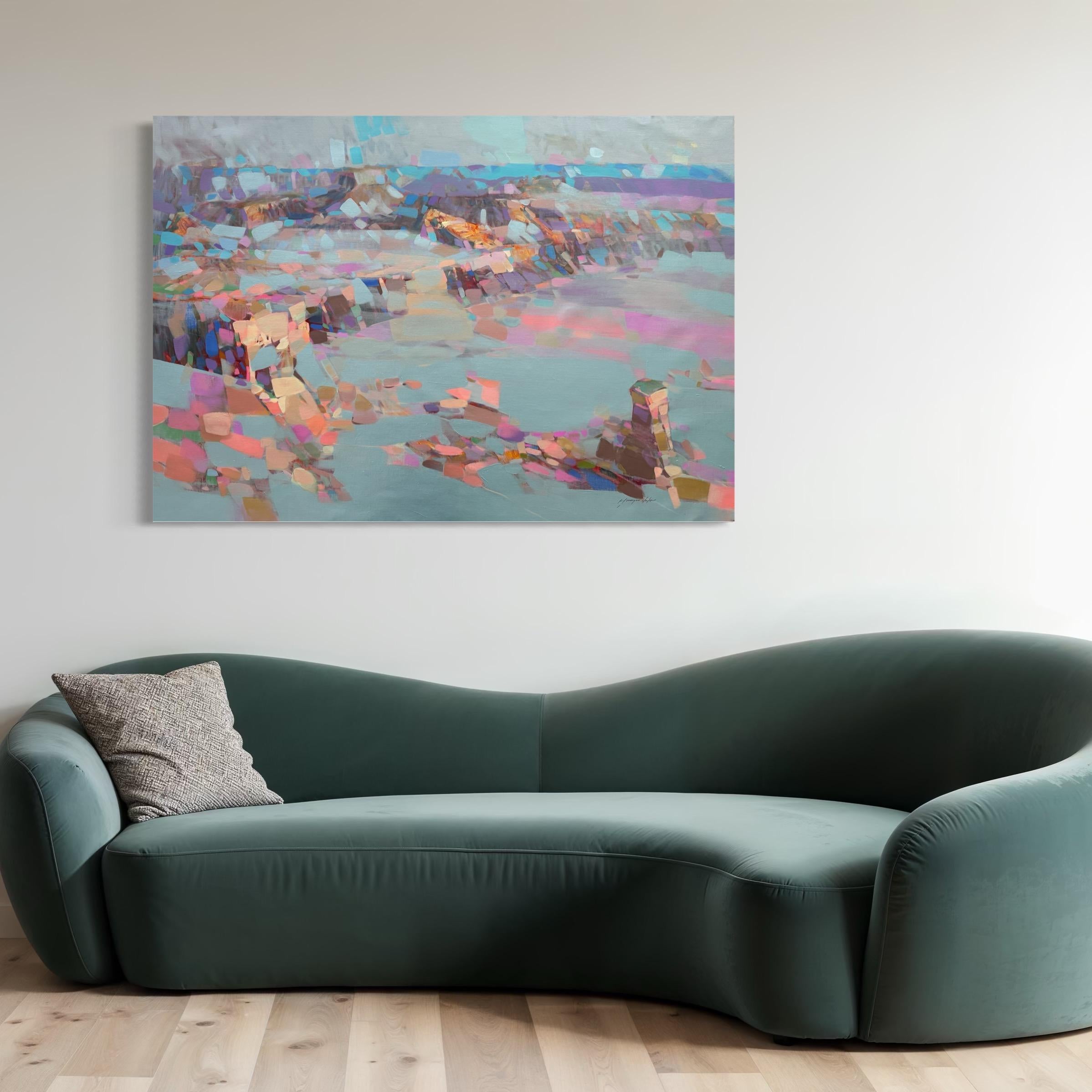 Pearl Canyon Paesaggio astratto Pittura ad olio originale, pronta da appendere in vendita 1