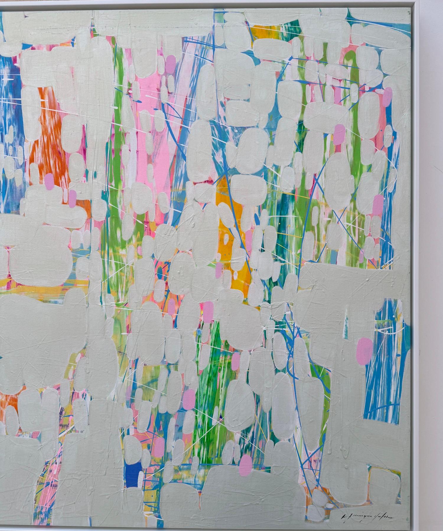 Pearl Horizon Abstract Artwork Original Painting Ready to Hang - Beige Abstract Painting par Vahe Yeremyan