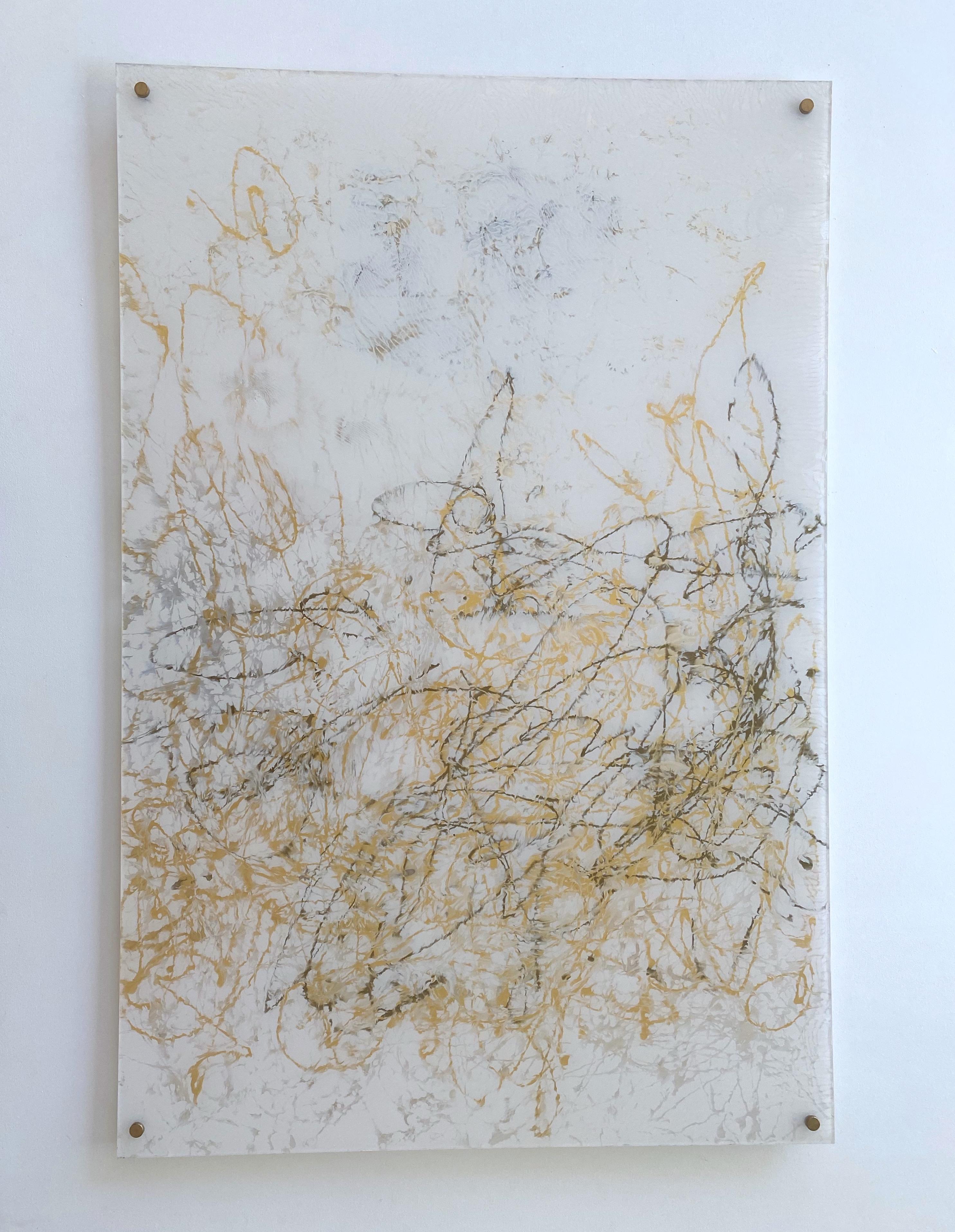 Peinture d'origine en perles sanskrites 3, acrylique sur plexiglas, prête à être accrochée - Painting de Vahe Yeremyan