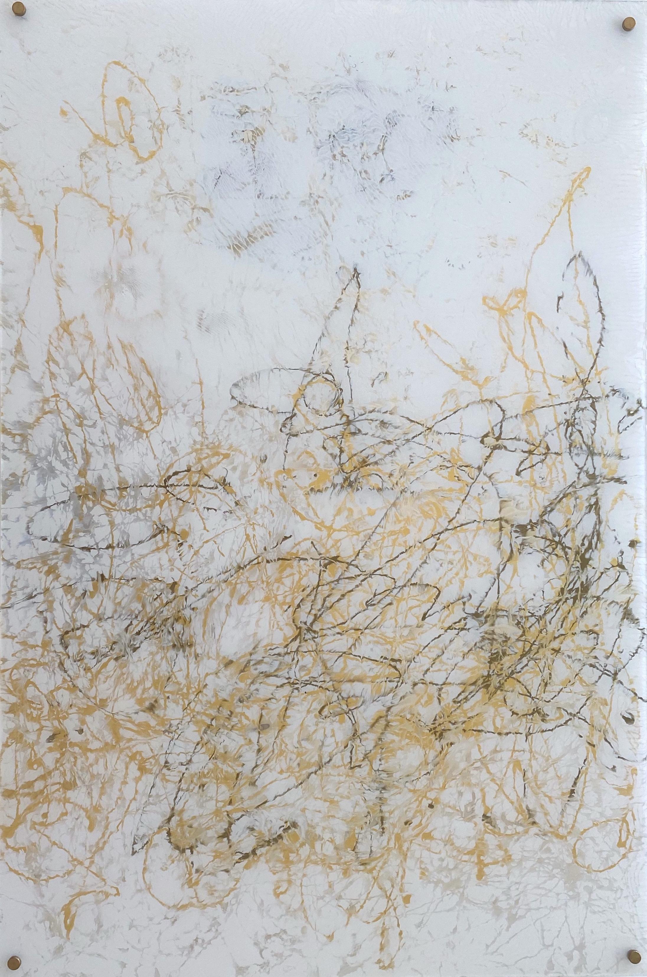 Perla Sanscrito 3, Acrilico su plexiglass, Pittura originale, pronta da appendere