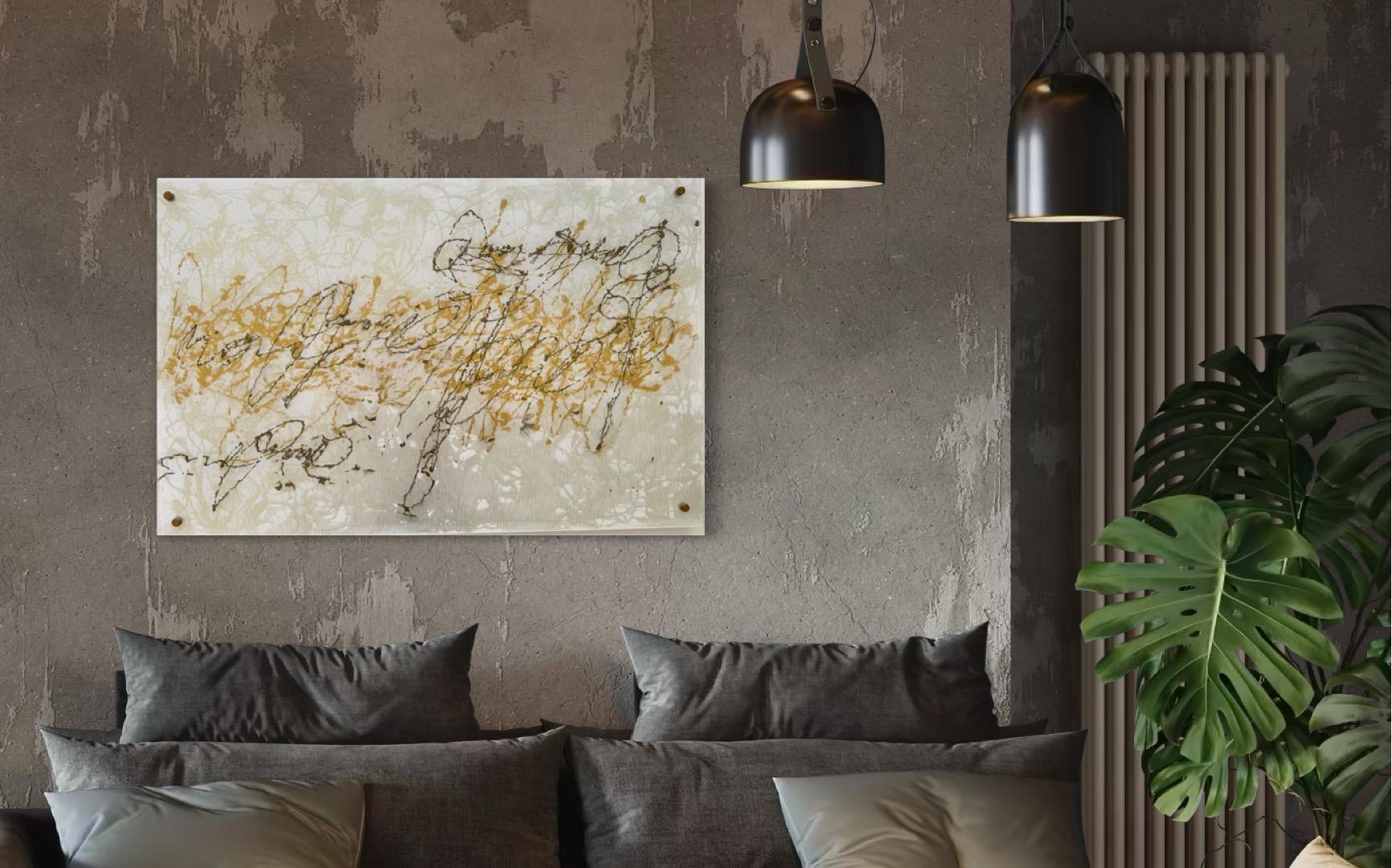 Pearl Signs 2 Glass Contemporary art Original Painting Ready to Hang For Sale 7