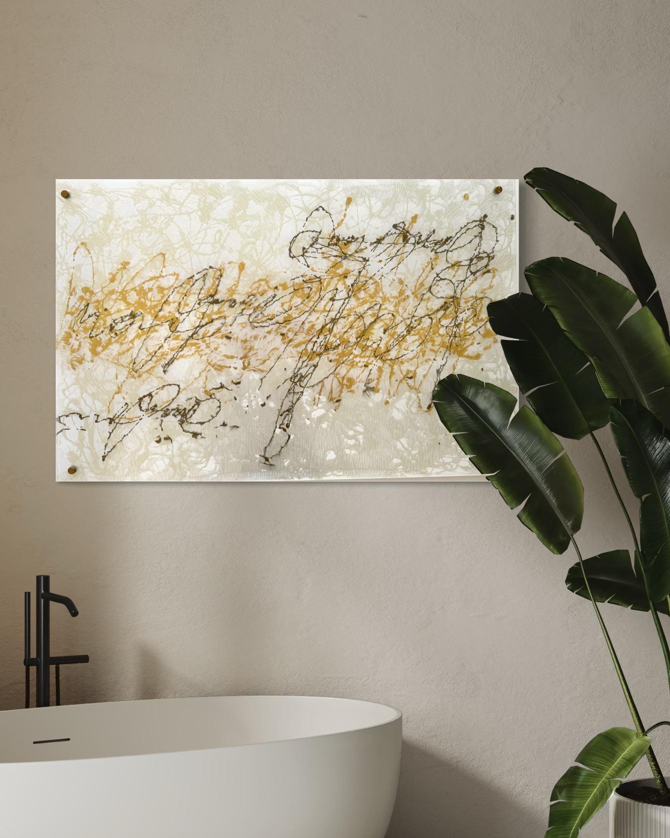Pearl Signs 2 Glass Contemporary art Original Painting Ready to Hang For Sale 5