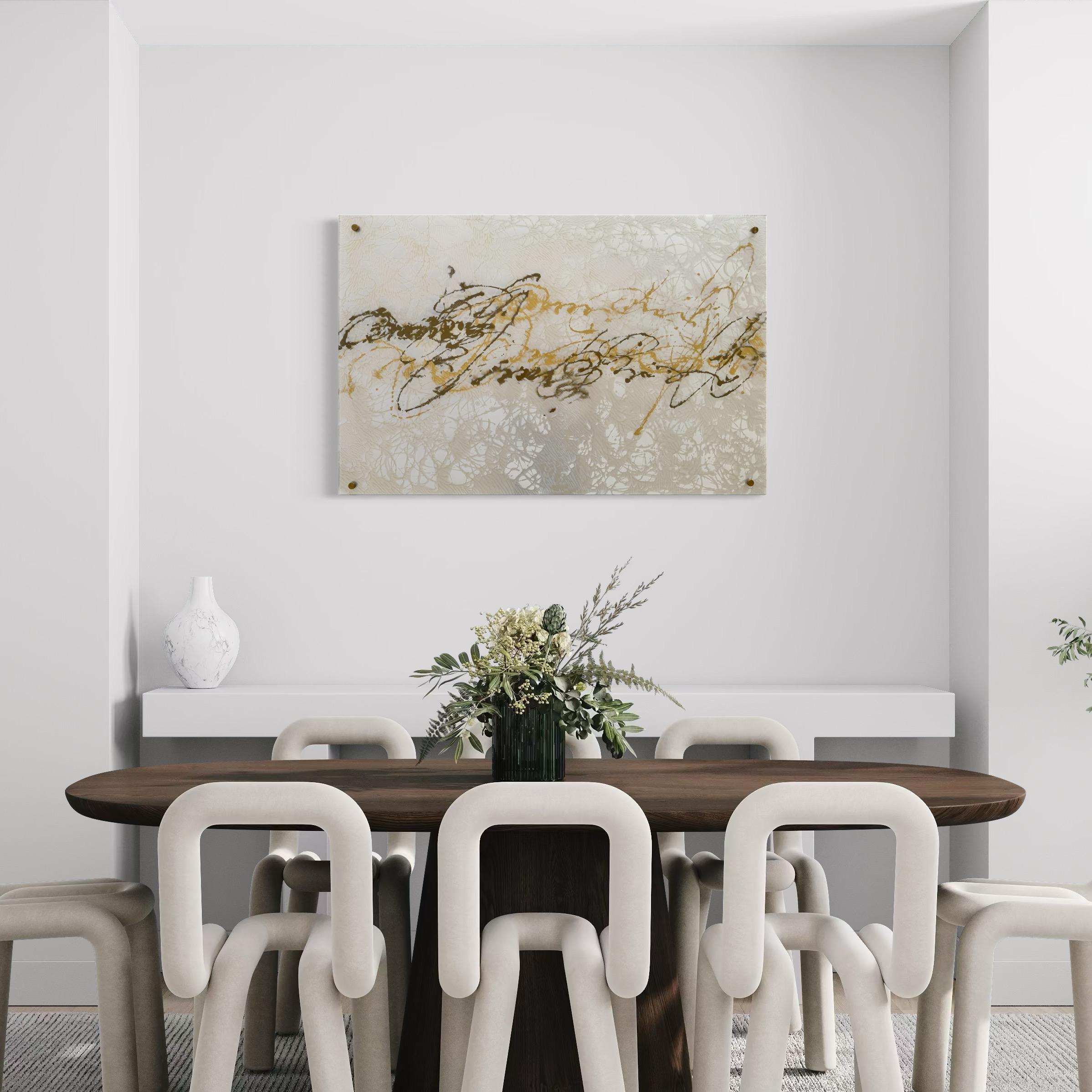 Pearl Signs 3 Glass Contemporary art Original Painting Ready to Hang For Sale 8