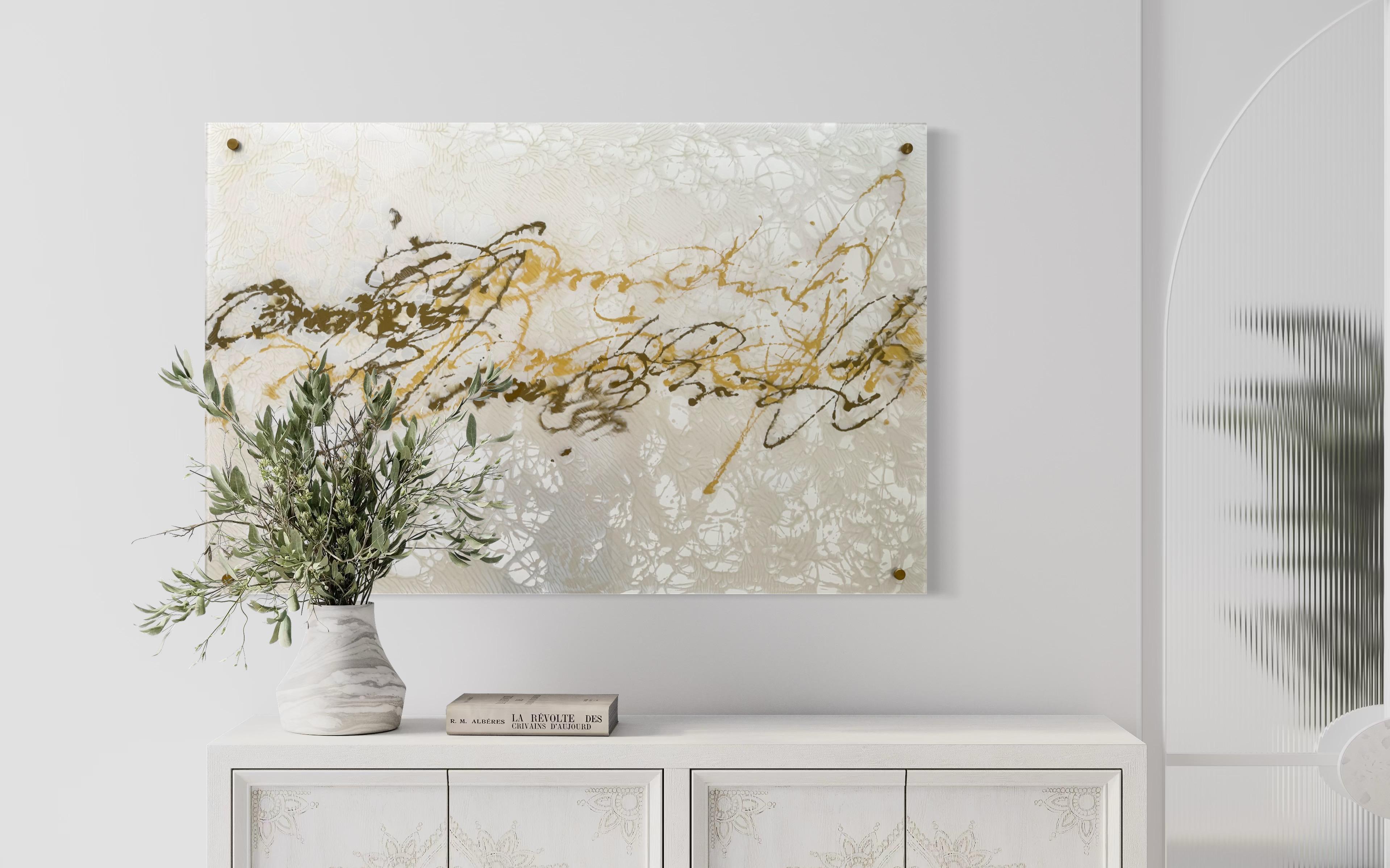 Pearl Signs 3 Glass Contemporary art Original Painting Ready to Hang For Sale 4