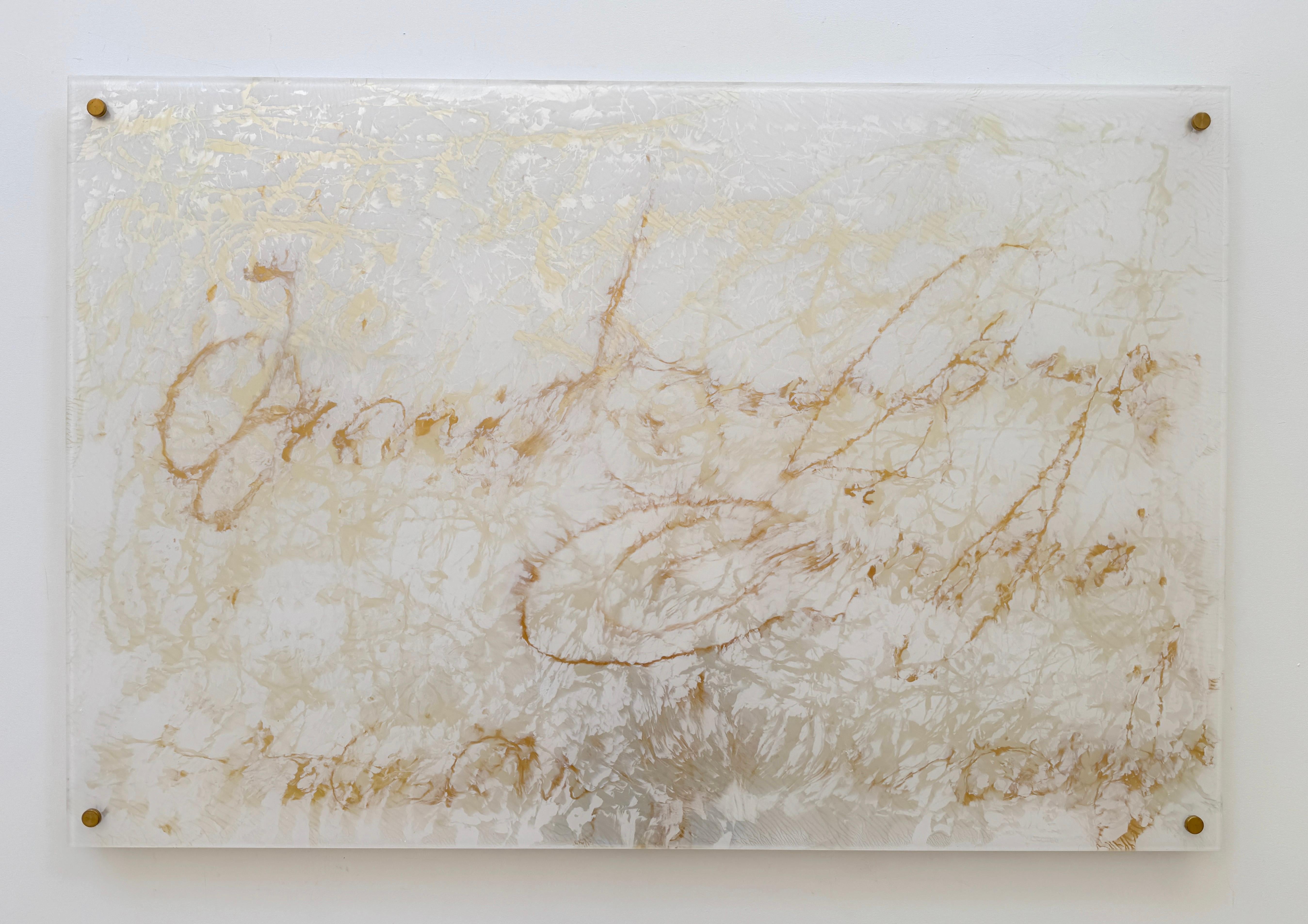 Pearl Signs 4 Glass Contemporary art Original Painting Ready to Hang - Gray Interior Painting by Vahe Yeremyan