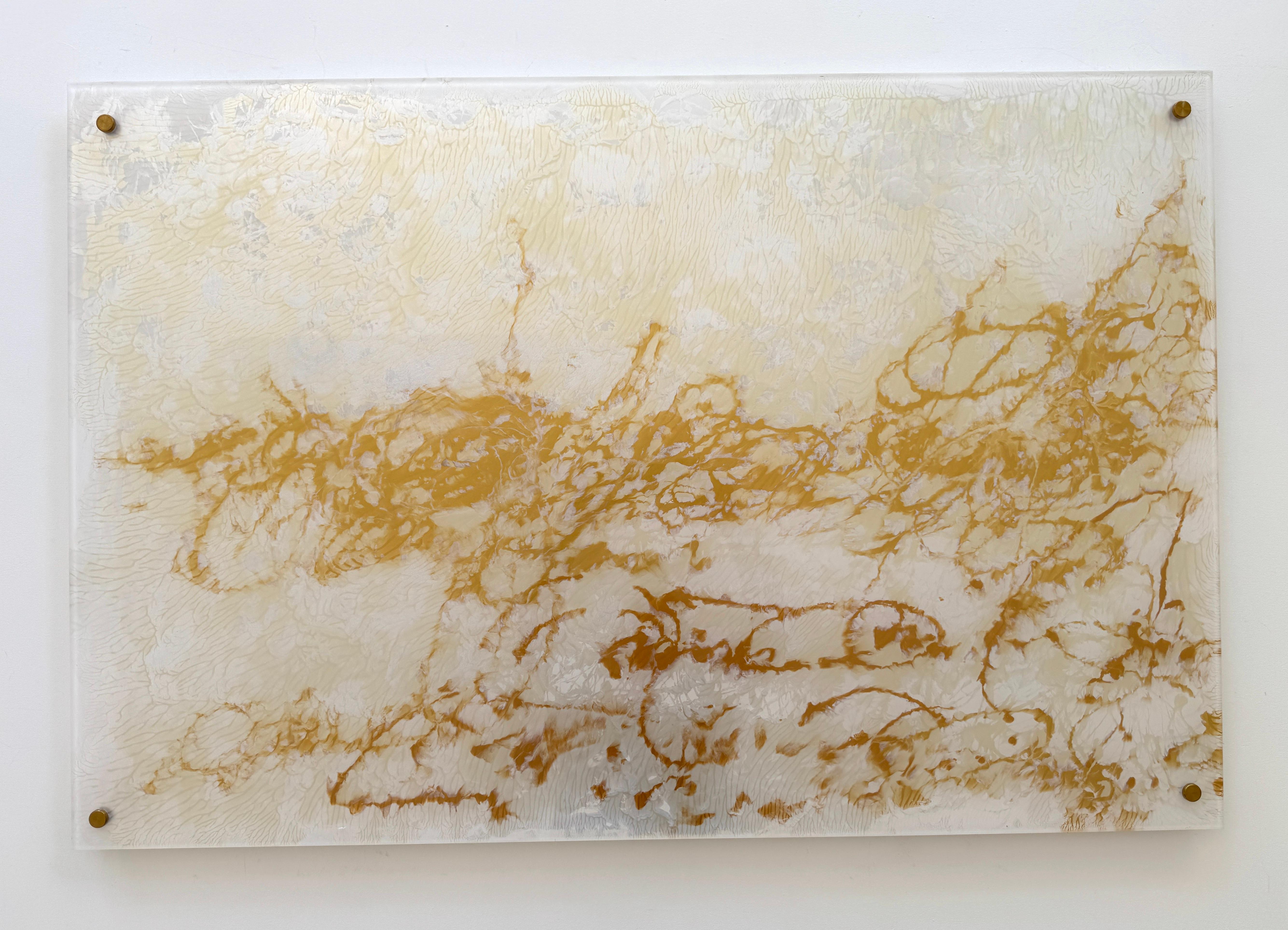 Pearl Signs 5 Glass Contemporary art Original Painting Ready to Hang - Beige Interior Painting par Vahe Yeremyan