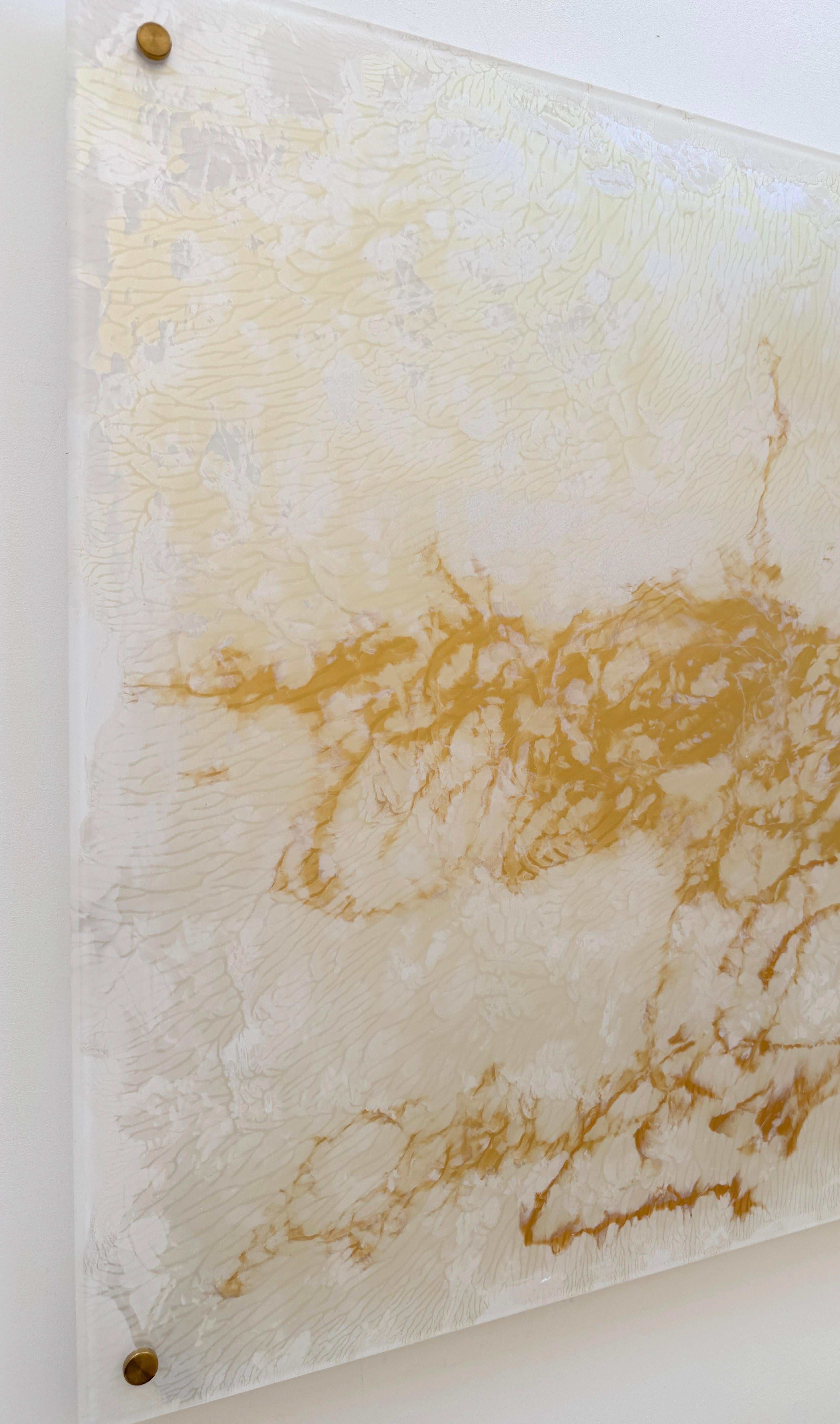 Peinture sur verre en or et perles
Artiste : Vahe Yeremyan 
Travail : Peinture originale, œuvre d'art faite à la main, unique en son genre 
Support : Acrylique sur plexiglas
Année : 2025
Style : Art contemporain, 
Titre : Signes de perles 5
Taille :