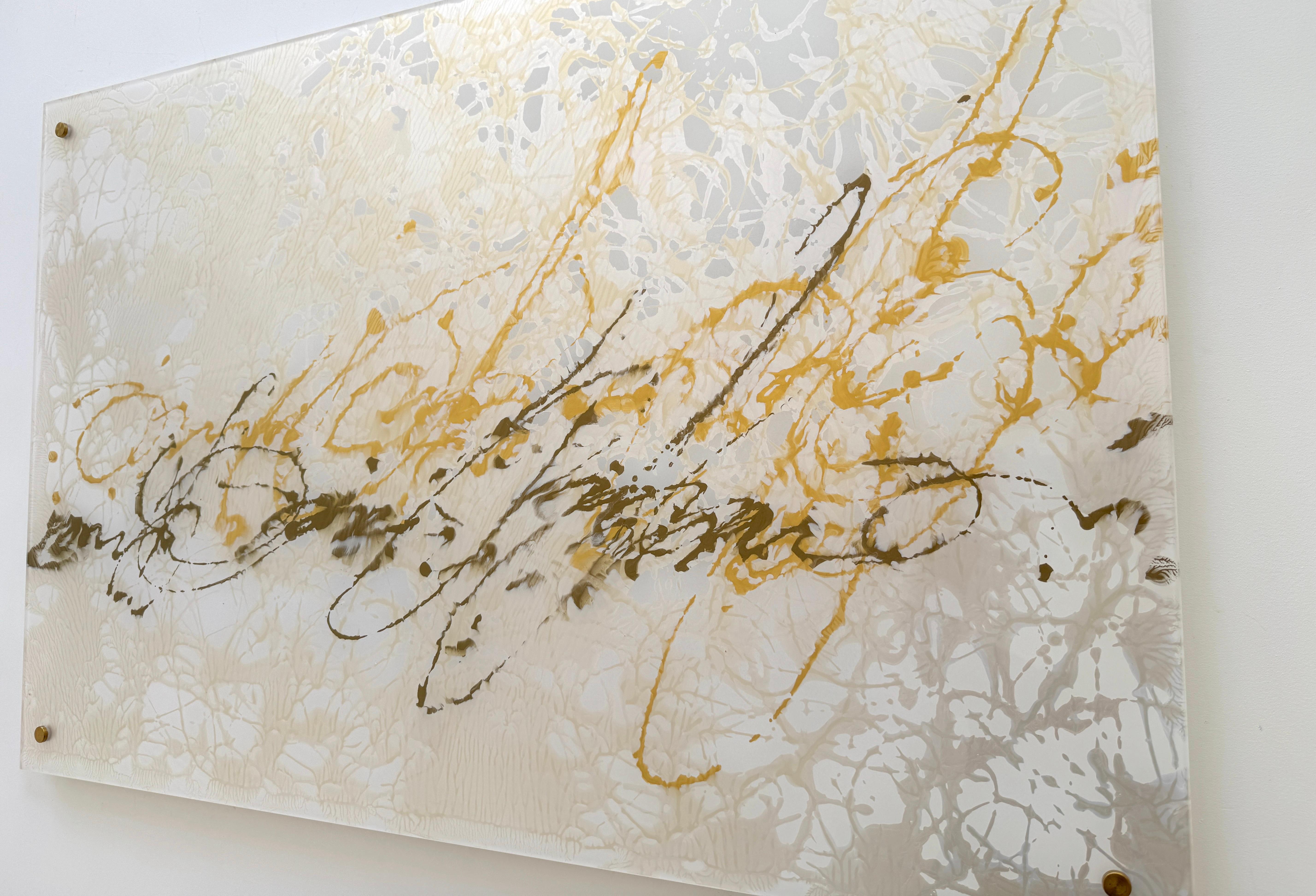 Pearl Signs Glass Contemporary art Original Painting Ready to Hang For Sale 1