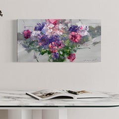 Peonies Floral Original oil Painting, Ready to Hang