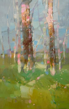 Oak Trees Landscape Impressionism Original oil Painting, Ready to Hang