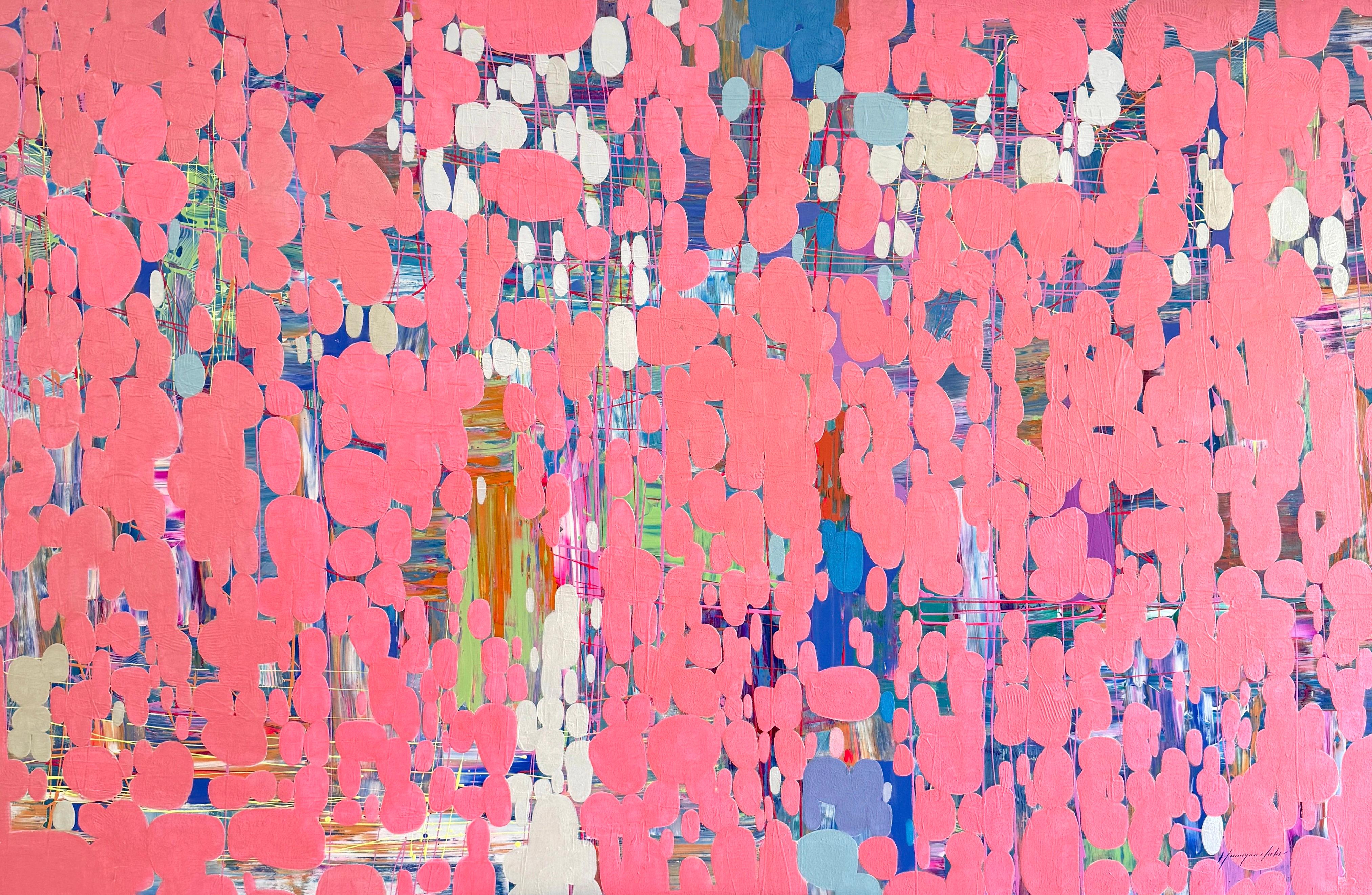 Vahe Yeremyan Abstract Painting - Pink Atmosphere, Abstract Art Large Size Original Painting, Ready to Hang