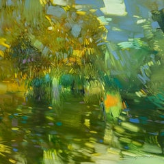 Stagno Paesaggio Impressionismo Pittura ad olio originale, pronta da appendere