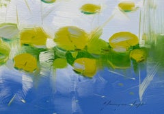 Estanque, Pintura al óleo original, Lista para colgar