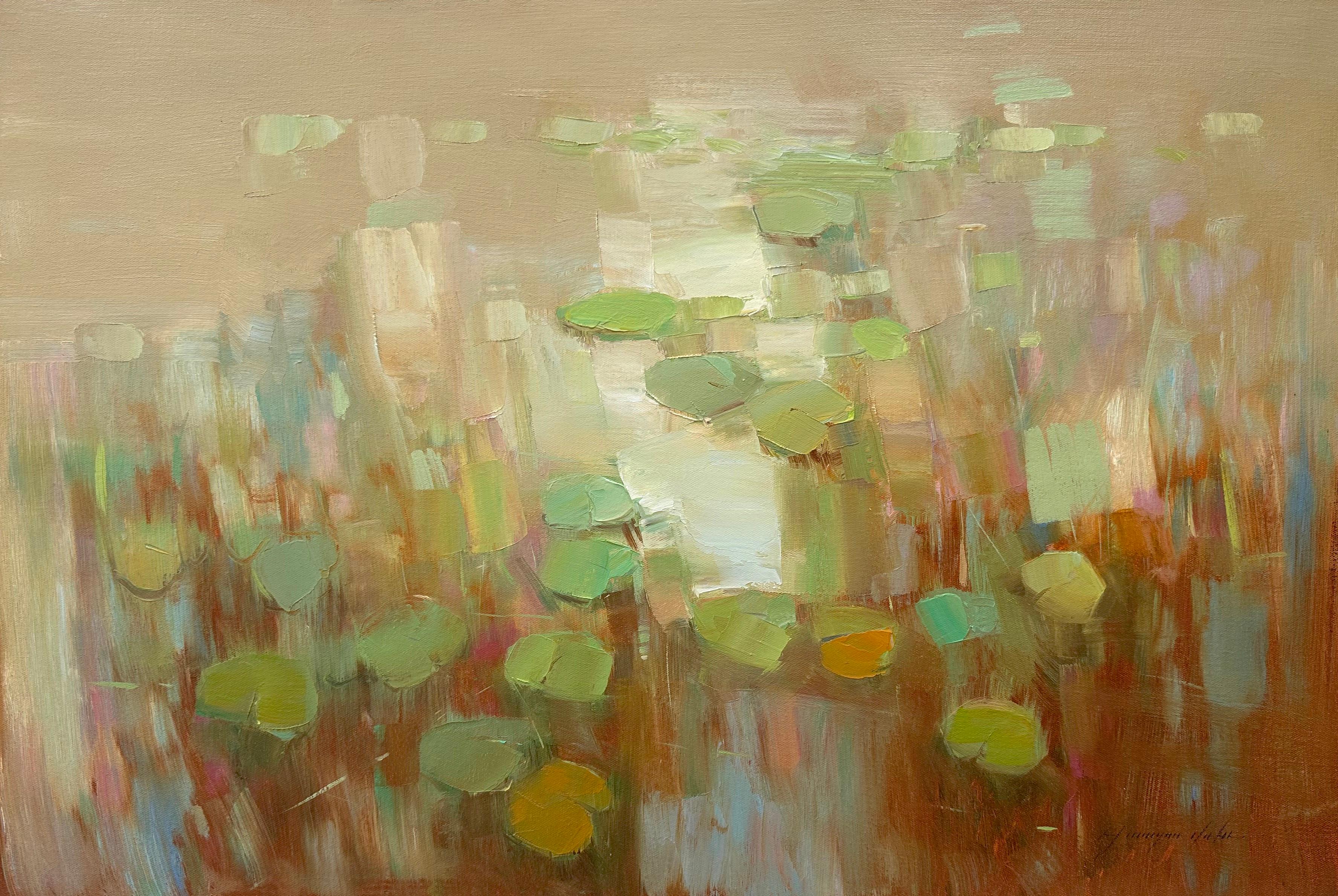 Vahe Yeremyan Landscape Painting - Pond, Waterlilies, Impressionism, Original oil Painting, Ready to Hang