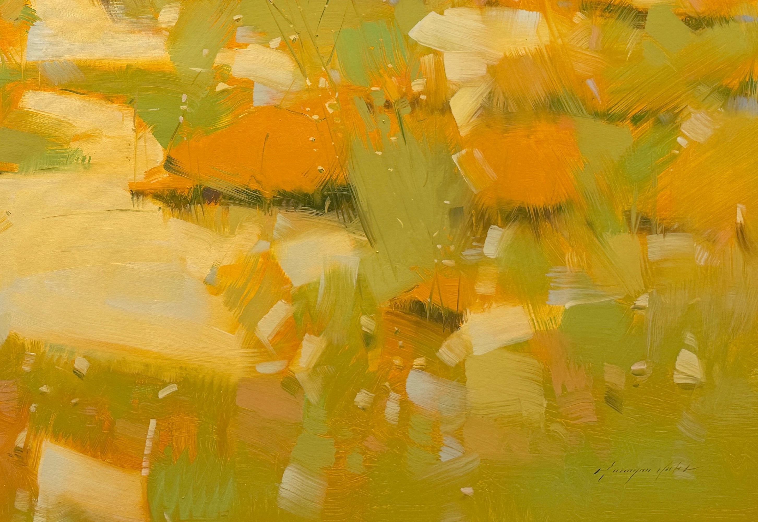 Papaveri Paesaggio Impressionismo Pittura ad olio originale, pronta da appendere - Painting di Vahe Yeremyan