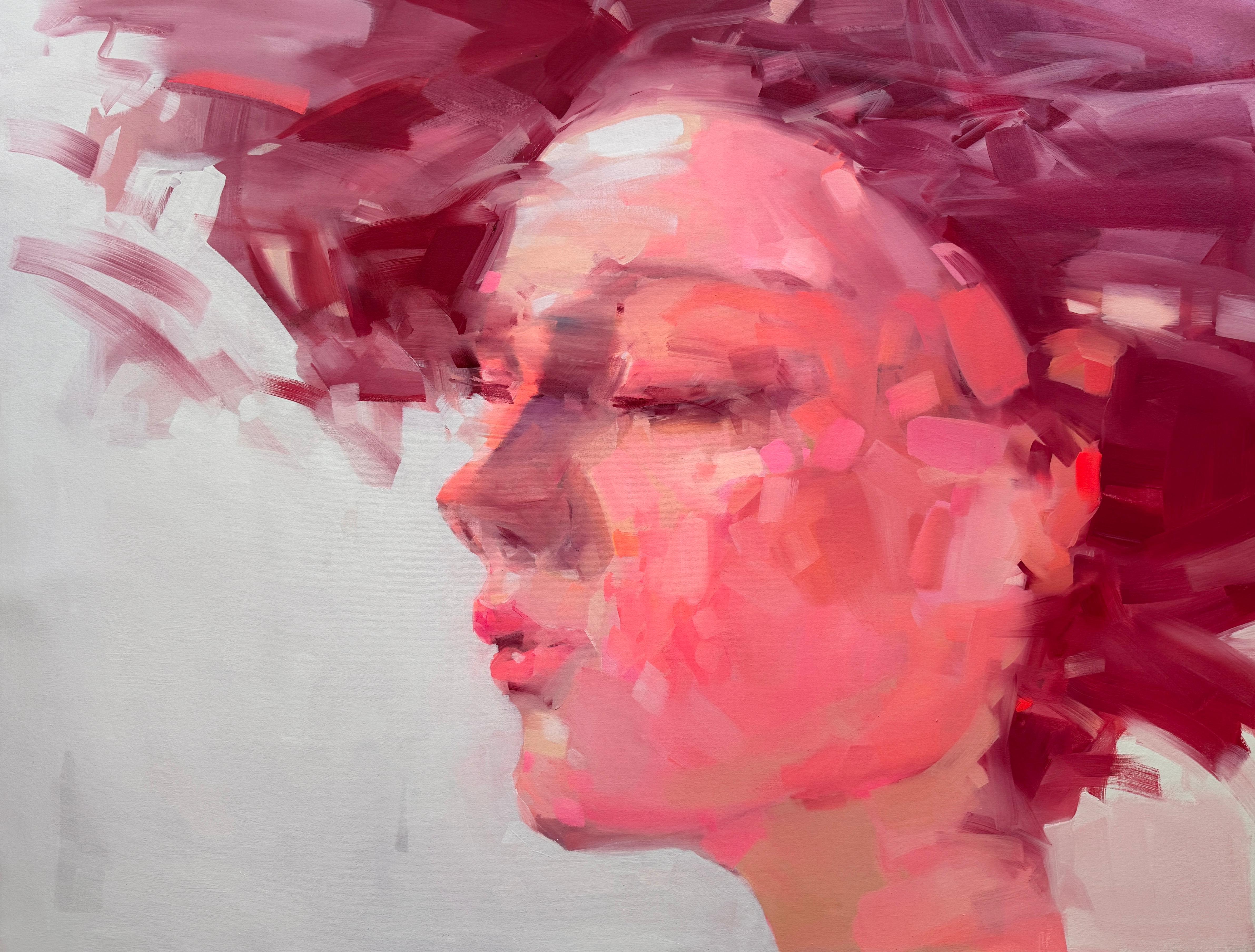 Ritratto, dipinto a olio originale di grandi dimensioni, pronto da appendere - Portrait Painting Rosa di Vahe Yeremyan
