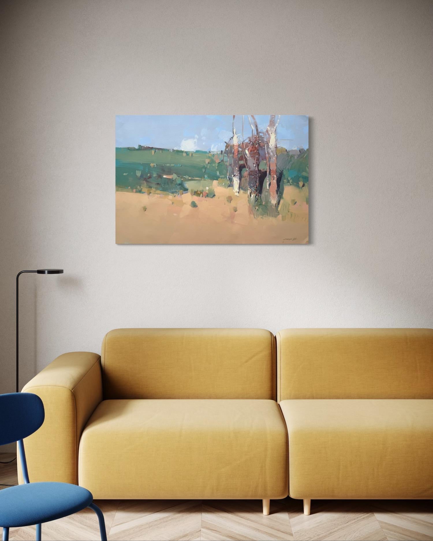 Quiet Grove Impressionismo Pittura ad olio originale, pronta da appendere in vendita 2