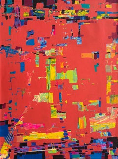 Red Motion Abstract Art Original Painting Ready to Hang