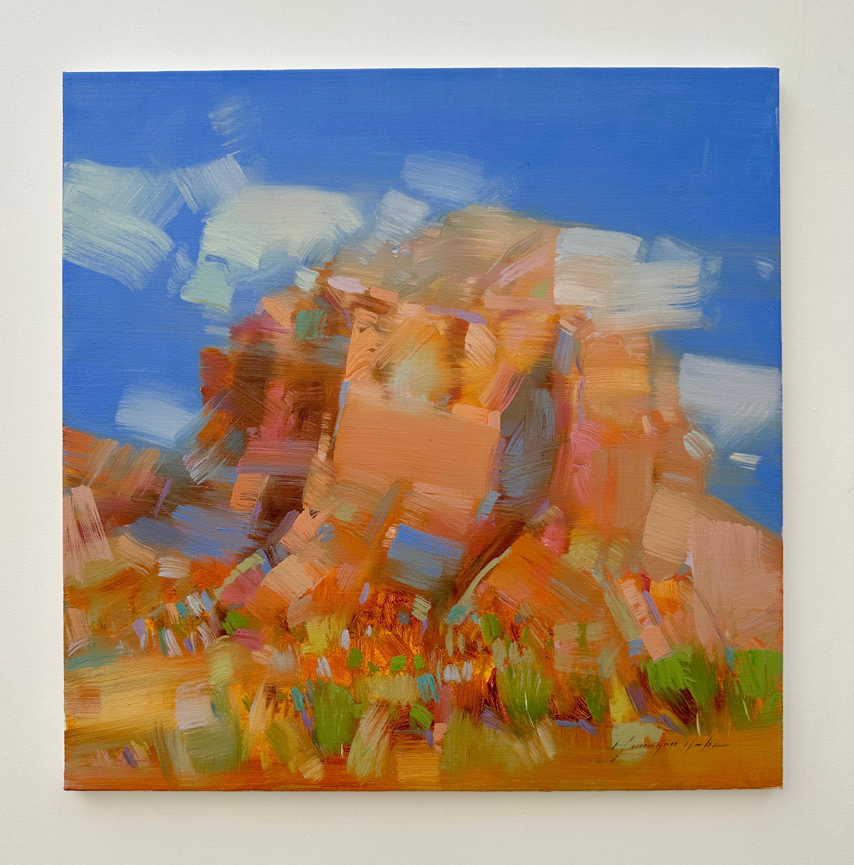 Red Rock, Canyon, Pittura a olio originale, pronta da appendere - Painting di Vahe Yeremyan