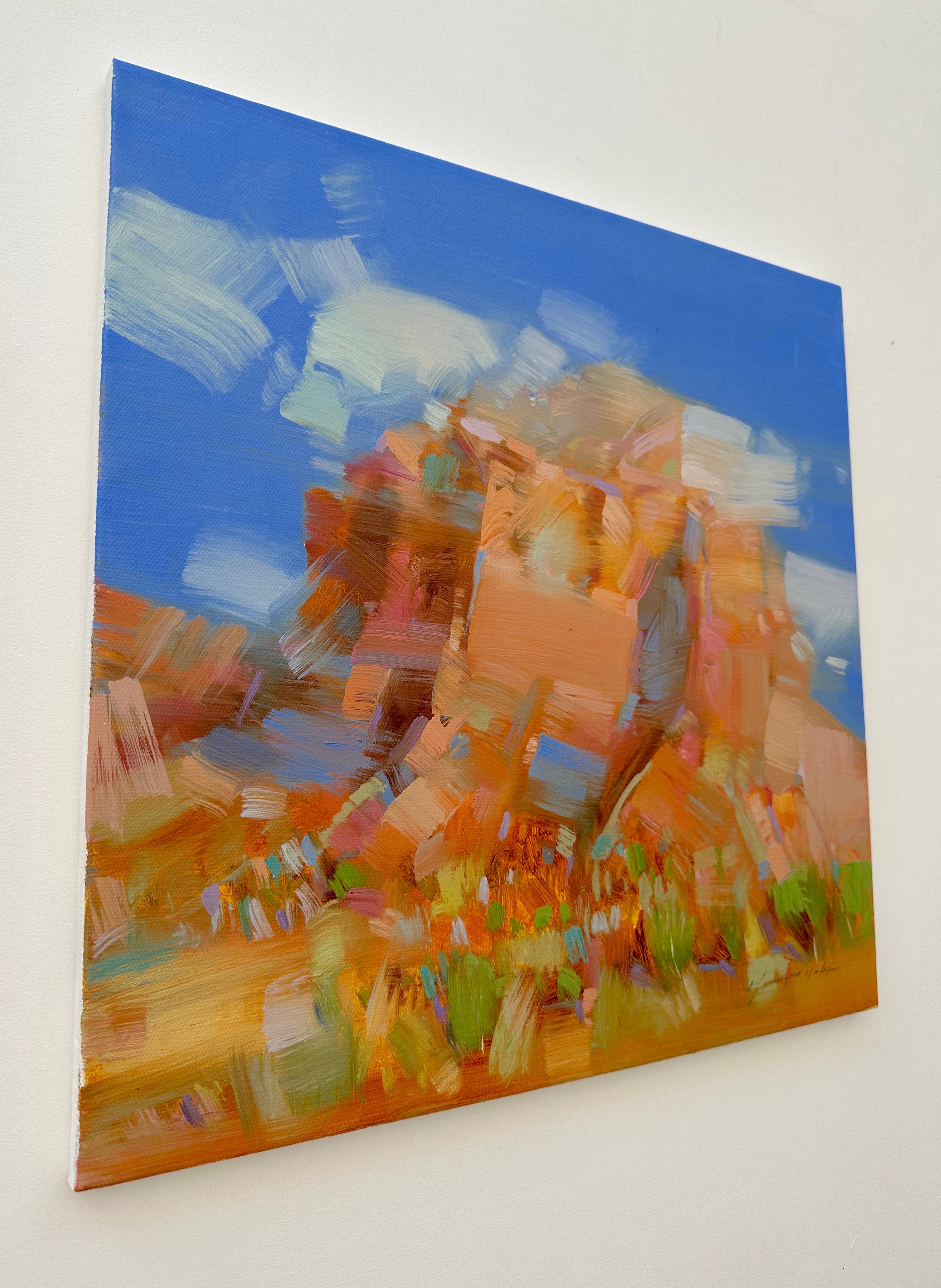 Red Rock, Canyon, Pittura a olio originale, pronta da appendere - Landscape Painting Marrone di Vahe Yeremyan