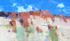 Red Rocks, Landscape Impressionism Original oil Painting, Ready to Hang