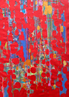 Red Shade, Large Abstract Art Contemporary Original Painting, Ready to Hang