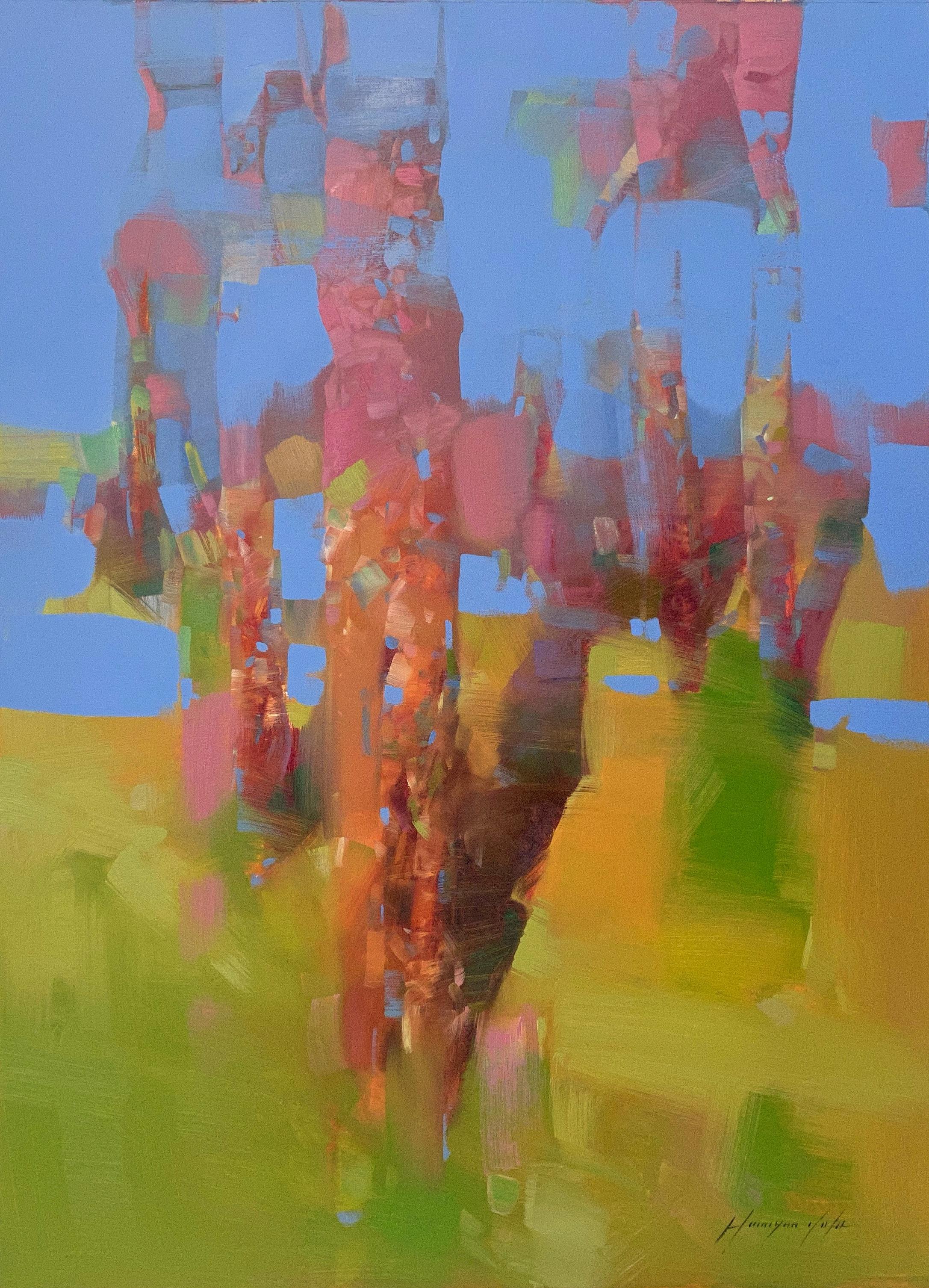 Red Wood, Landscape Impressionism Original oil Painting, Ready to Hang