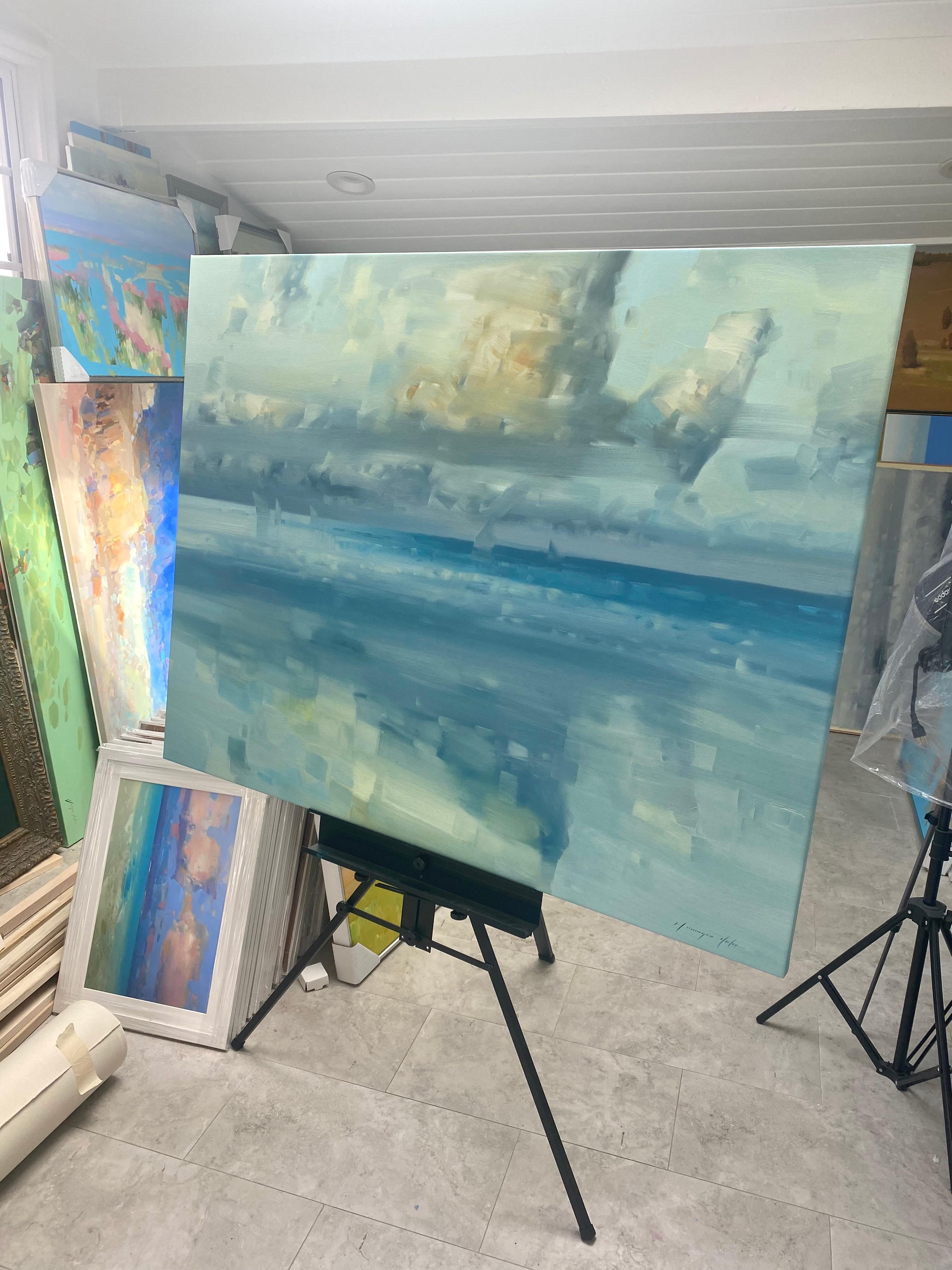Reflektion, Meereslandschaft, Original-Ölgemälde, Handgefertigt, hängefertig (Impressionismus), Painting, von Vahe Yeremyan