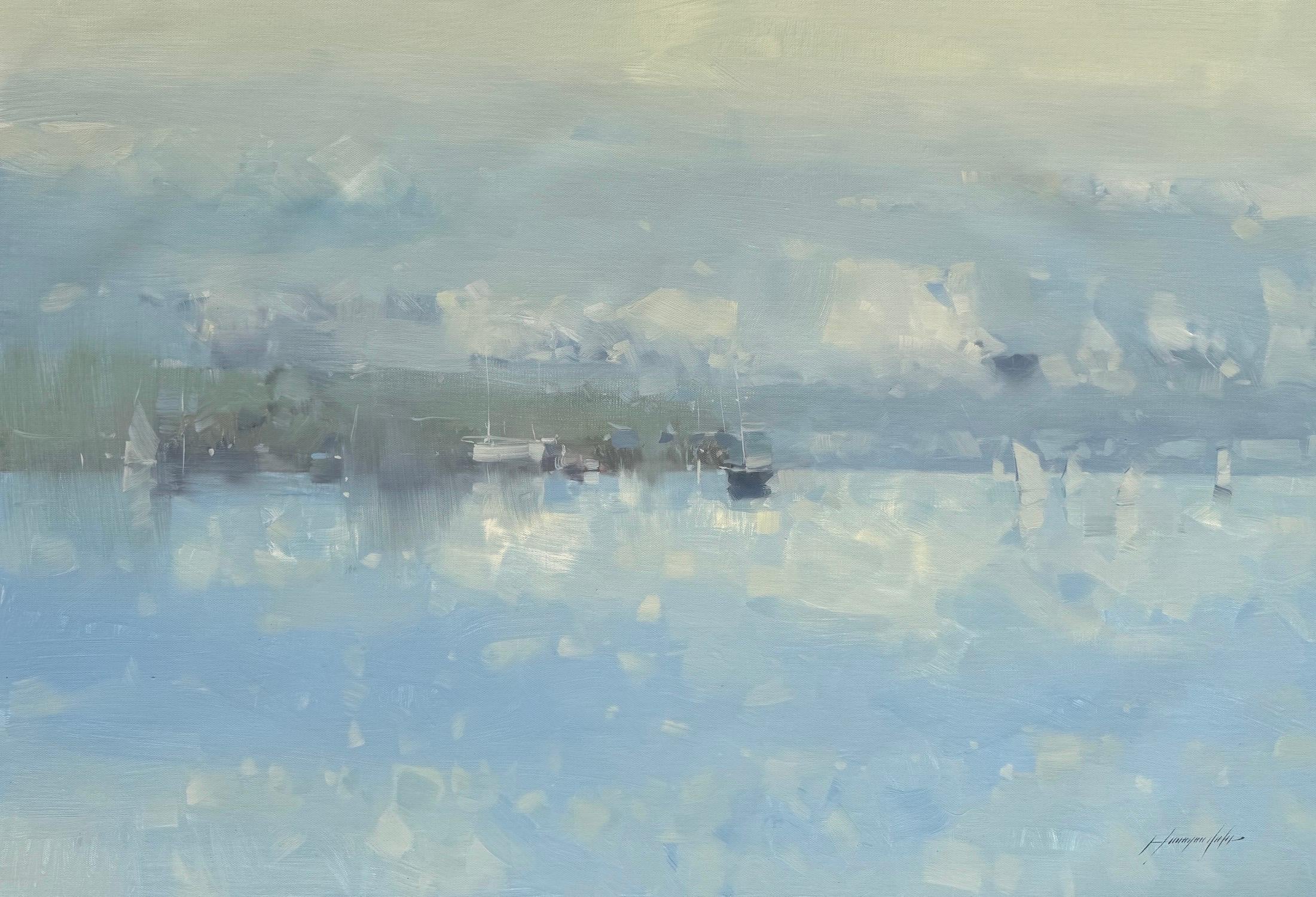 Reflections Coastal Impressionism Original Ölgemälde, hängefertig