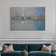 Reflexiones Paisaje Pintura al óleo original, Lista para colgar