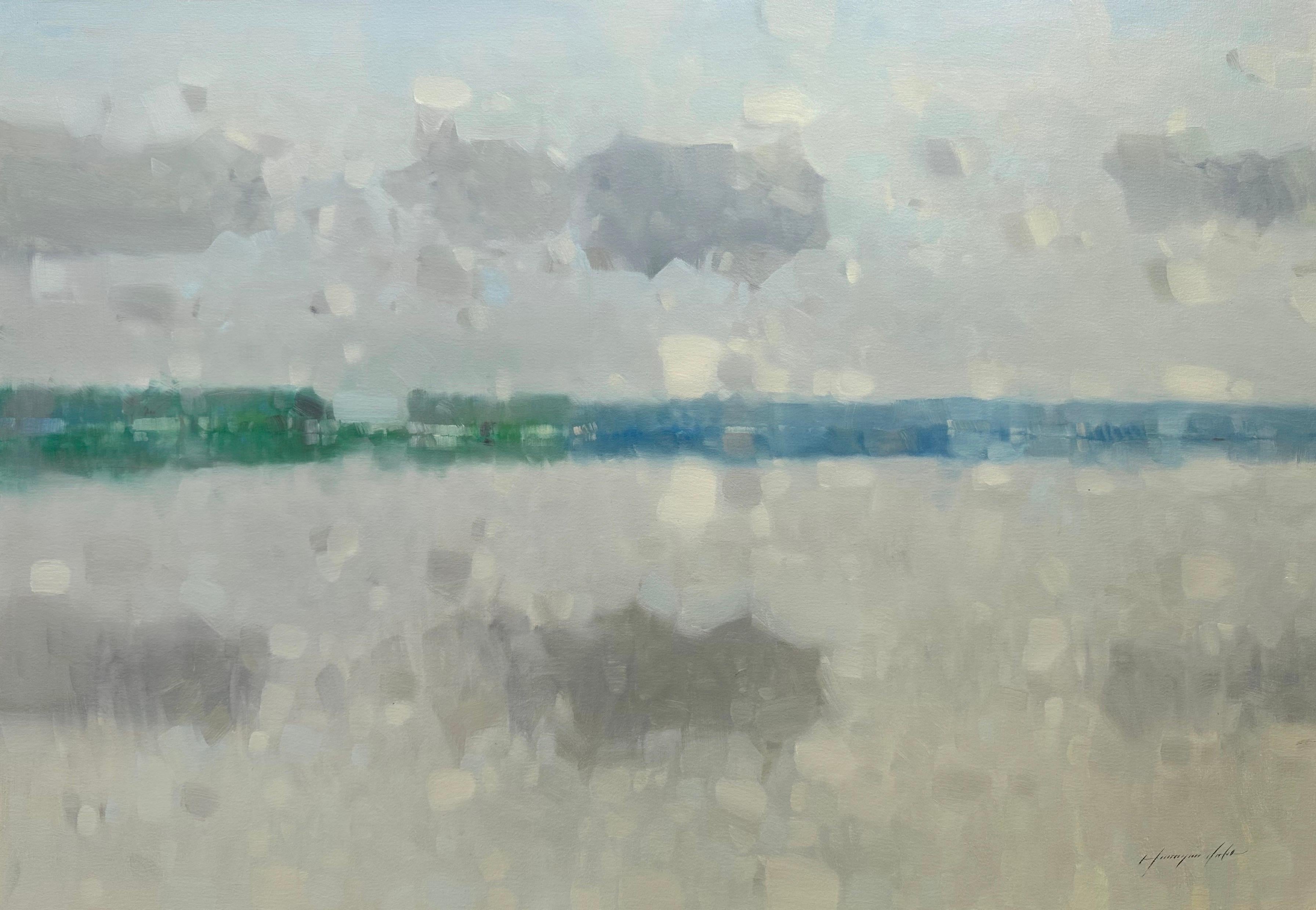 Landscape Painting Vahe Yeremyan - Reflections, peinture à l'huile originale, prête à être accrochée