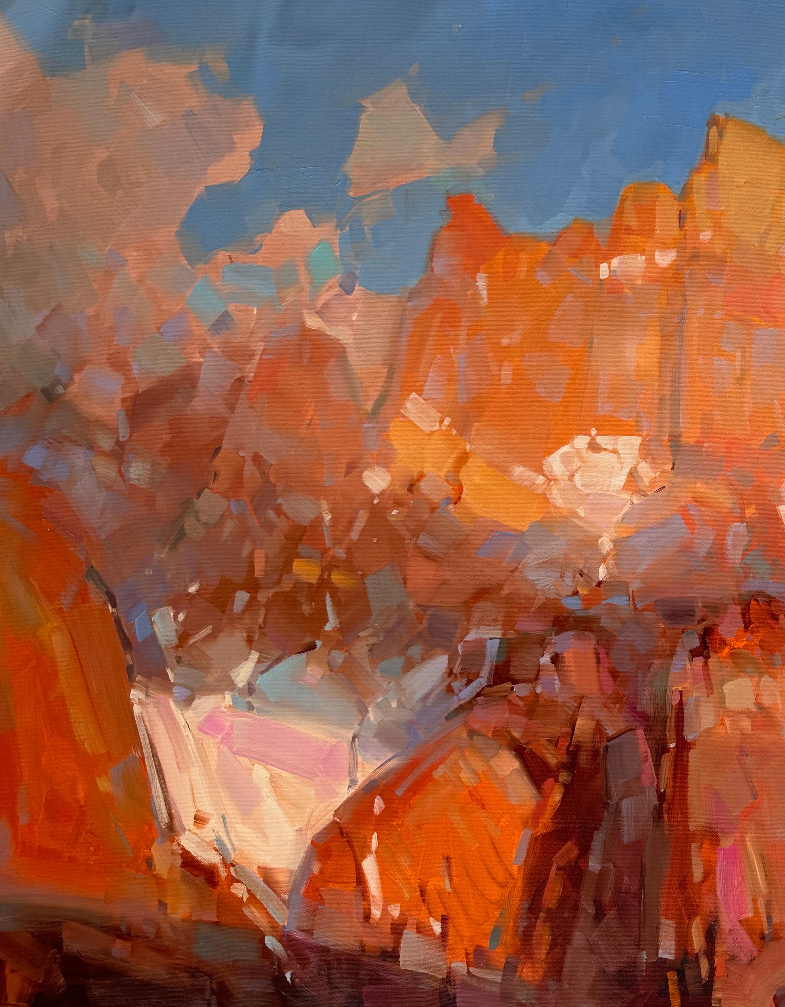 Paesaggio delle Alpi del Rodano Impressionismo Pittura ad olio originale, pronta da appendere - Painting di Vahe Yeremyan