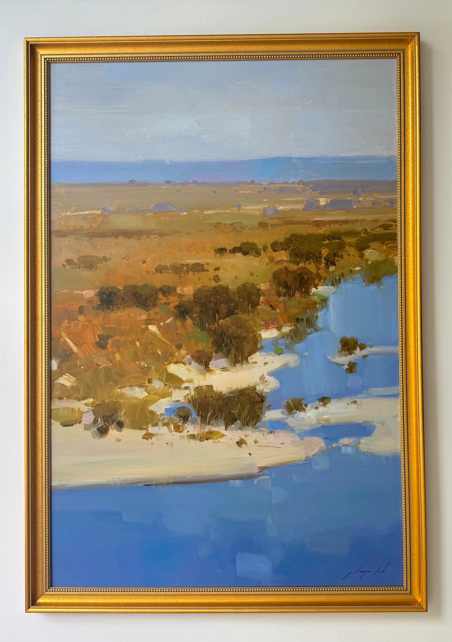 Riverside Landscape Impressionismus Original Ölgemälde hängefertig – Painting von Vahe Yeremyan
