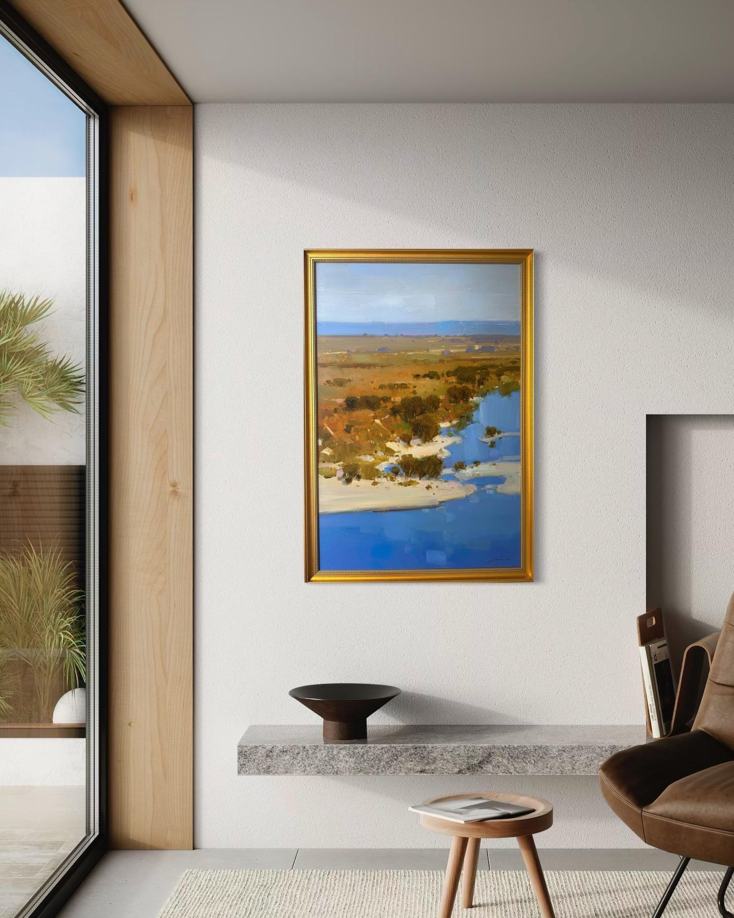 Riverside Landscape Impressionismus Original Ölgemälde hängefertig im Angebot 1