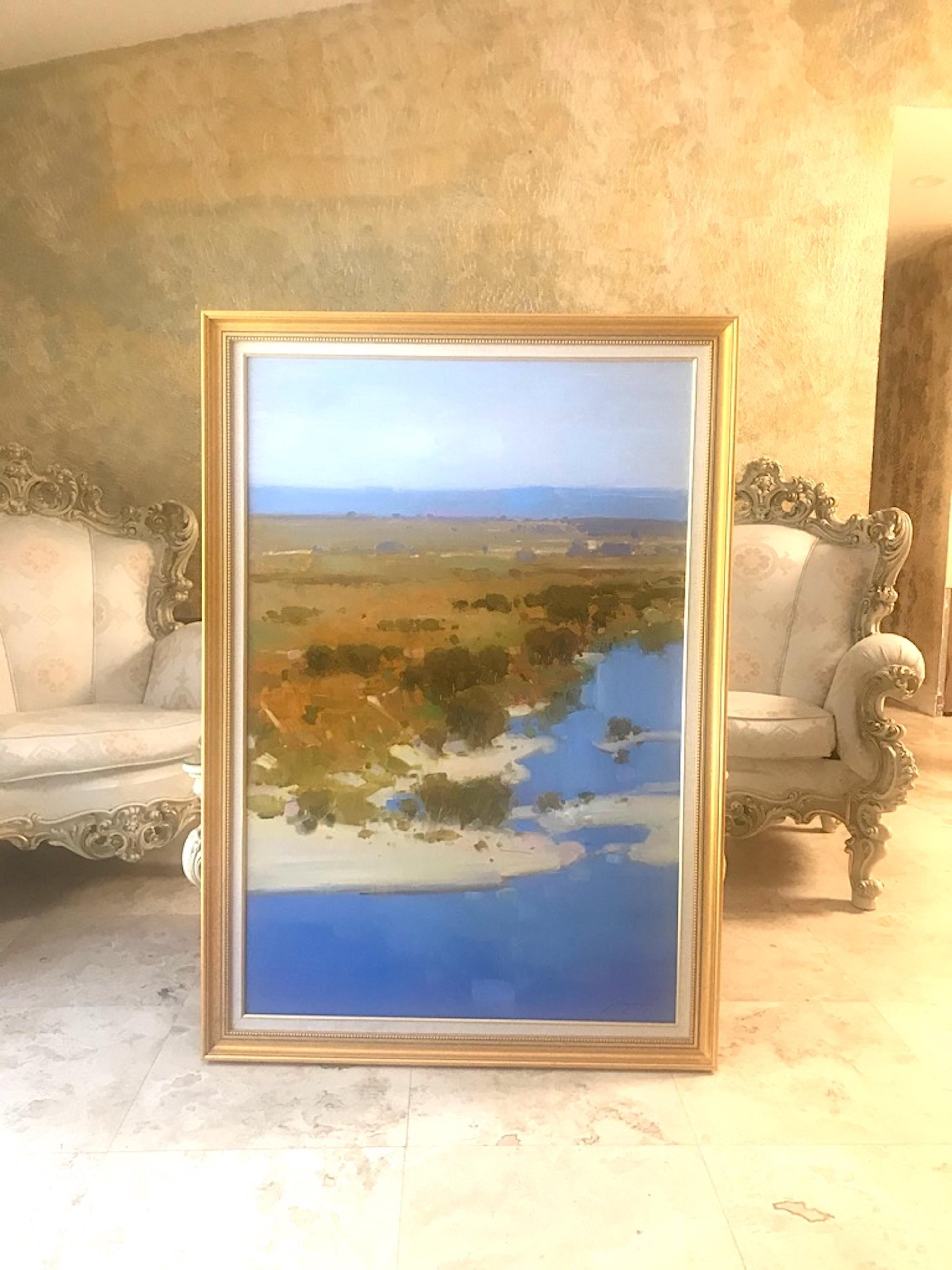 Riverside, Original Oil Painting, Handmade Artwork, Framed 1