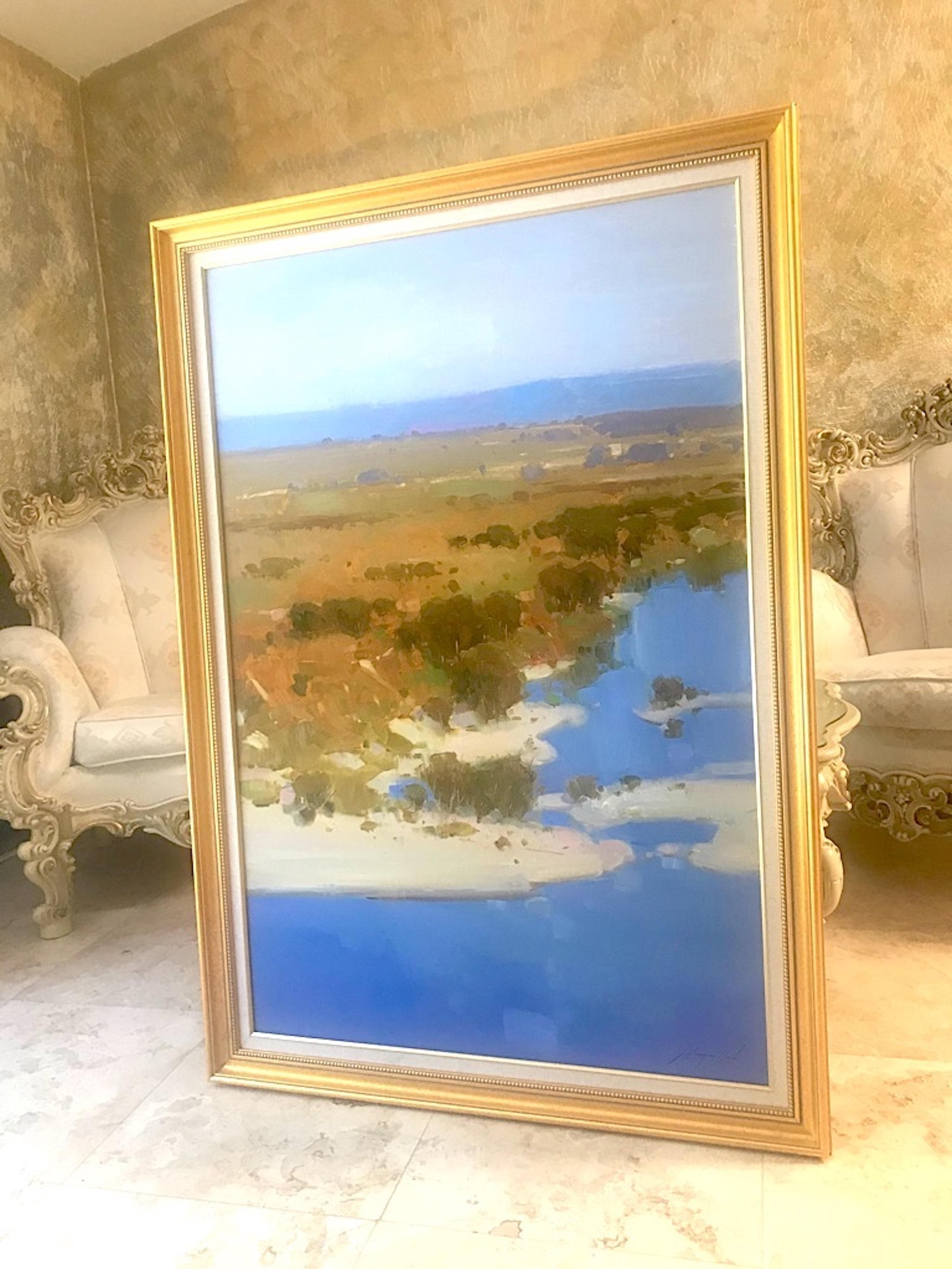 Riverside, Original Oil Painting, Handmade Artwork, Framed 3