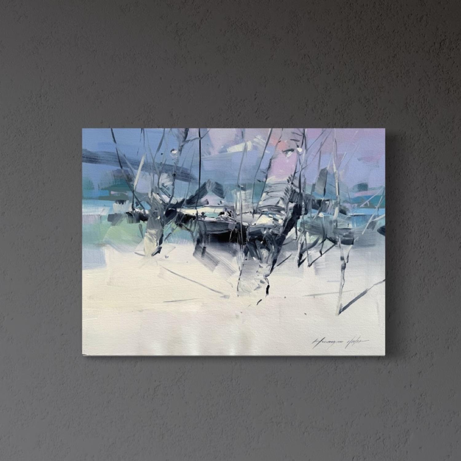 Rooted in Contrast Landscape Pittura ad olio originale, pronta da appendere - Painting di Vahe Yeremyan