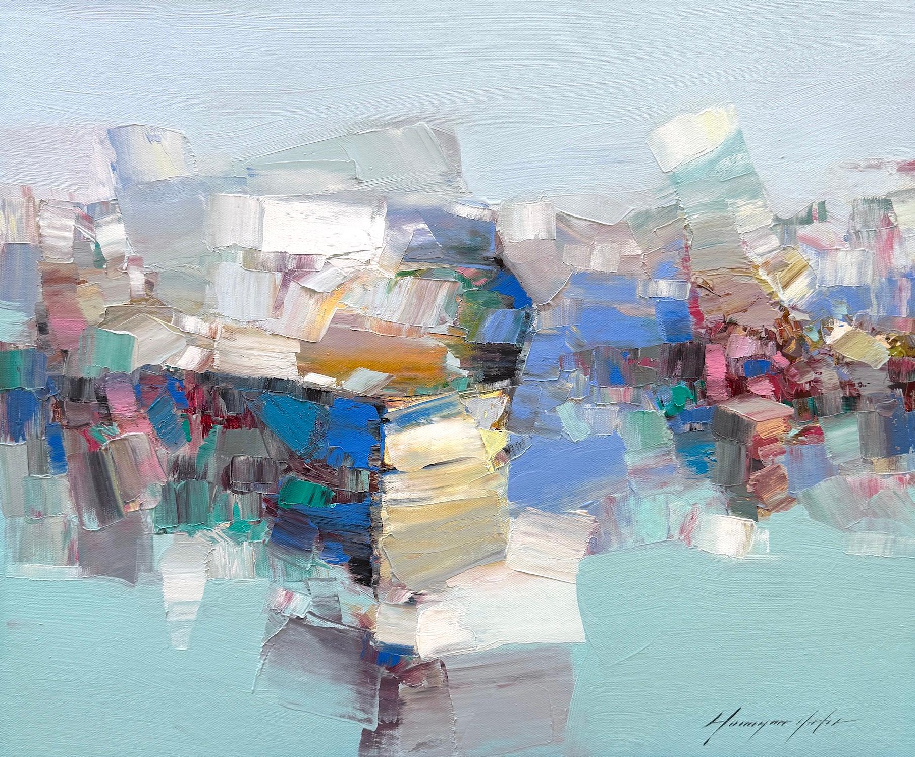 Vahe Yeremyan Landscape Painting – Ruderboot Küstenimpressionismus Original Ölgemälde, hängefertig